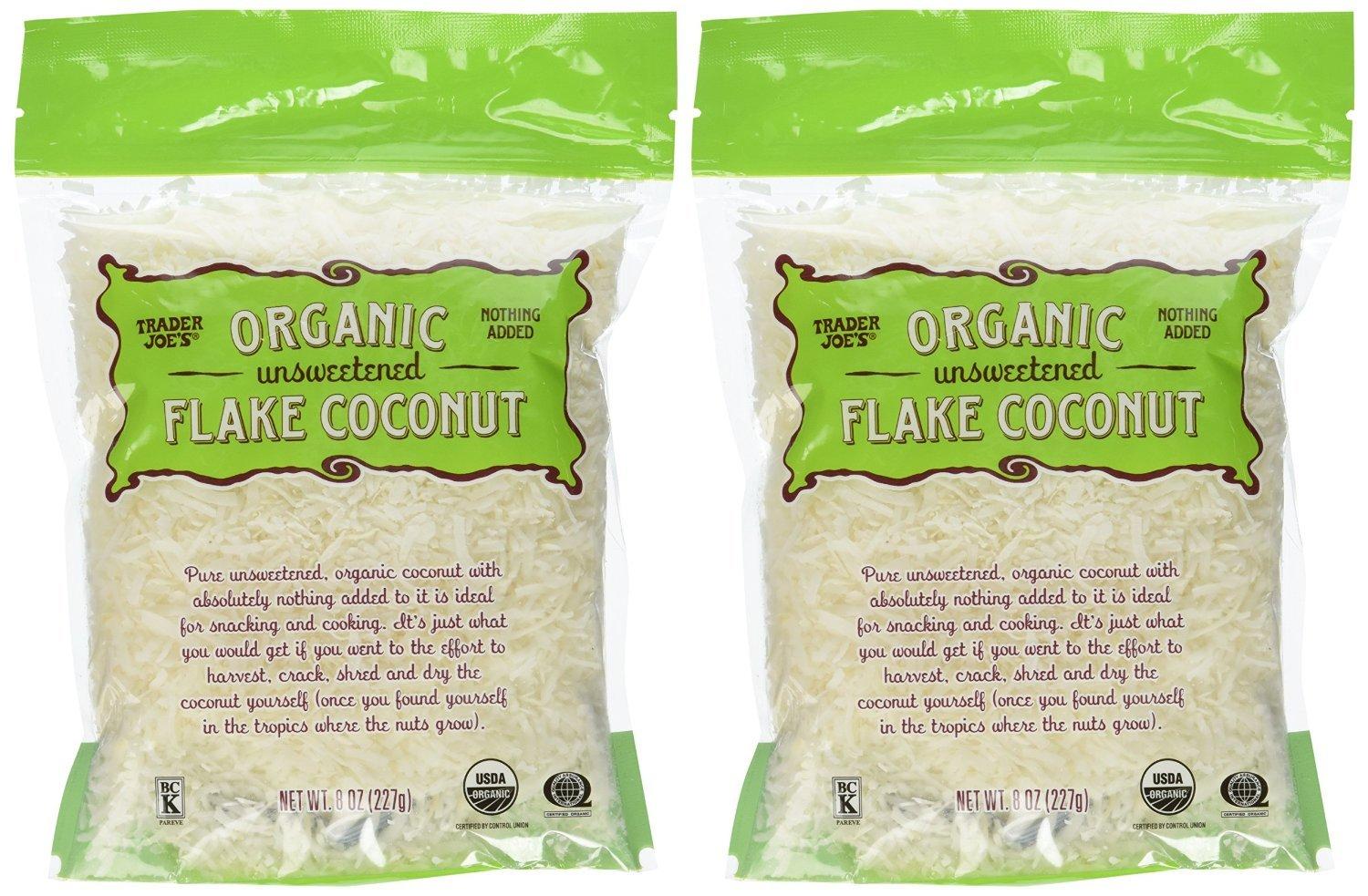 2 Bags of Trader Joe's Organic Unsweetened Flake Coconut