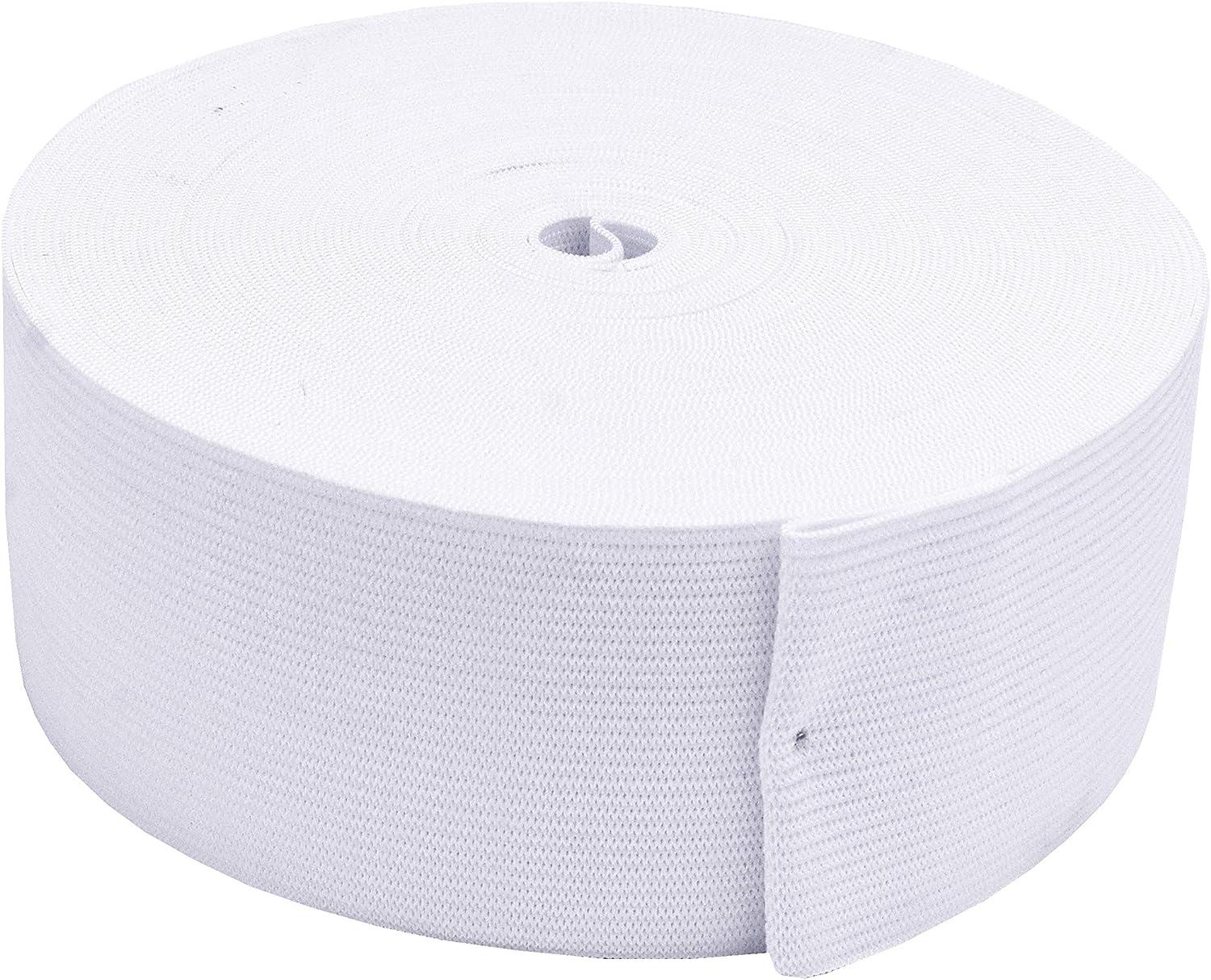Mandala Crafts White Knit Elastic Band - 2 Inches 25 Yards