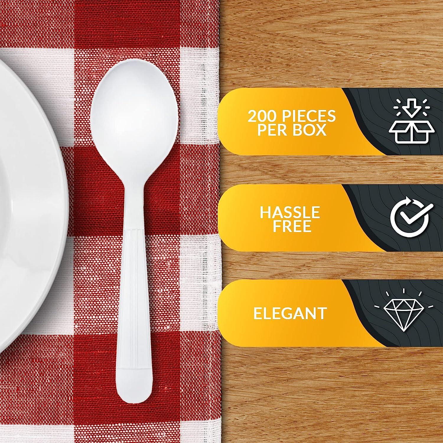 PAMI Heavy Weight Disposable Plastic Soup Spoons 200Pack Bulk King