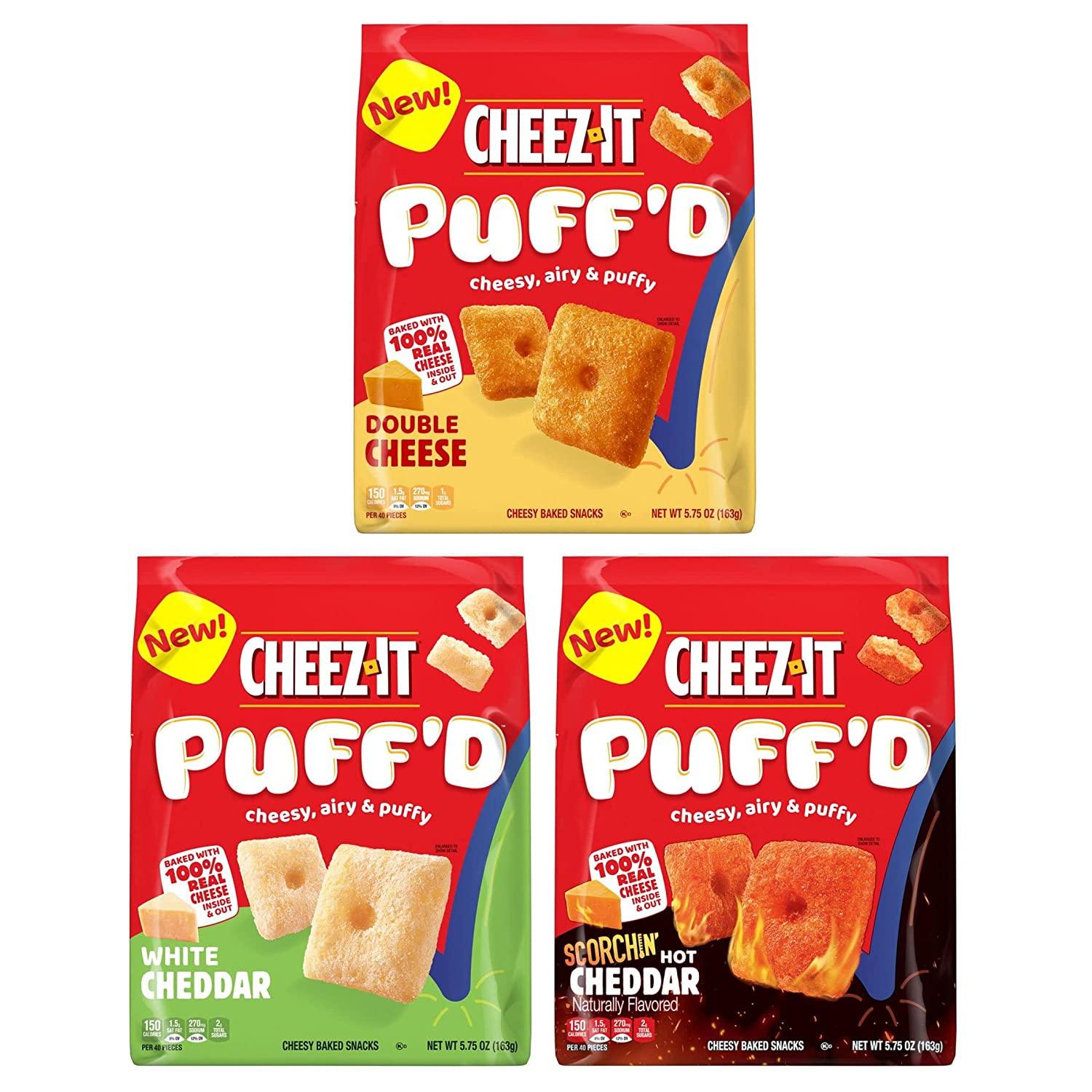 CheezIt Puff'd Cheesy Baked Snacks, Puffed Snack Crackers, Bulk Kids