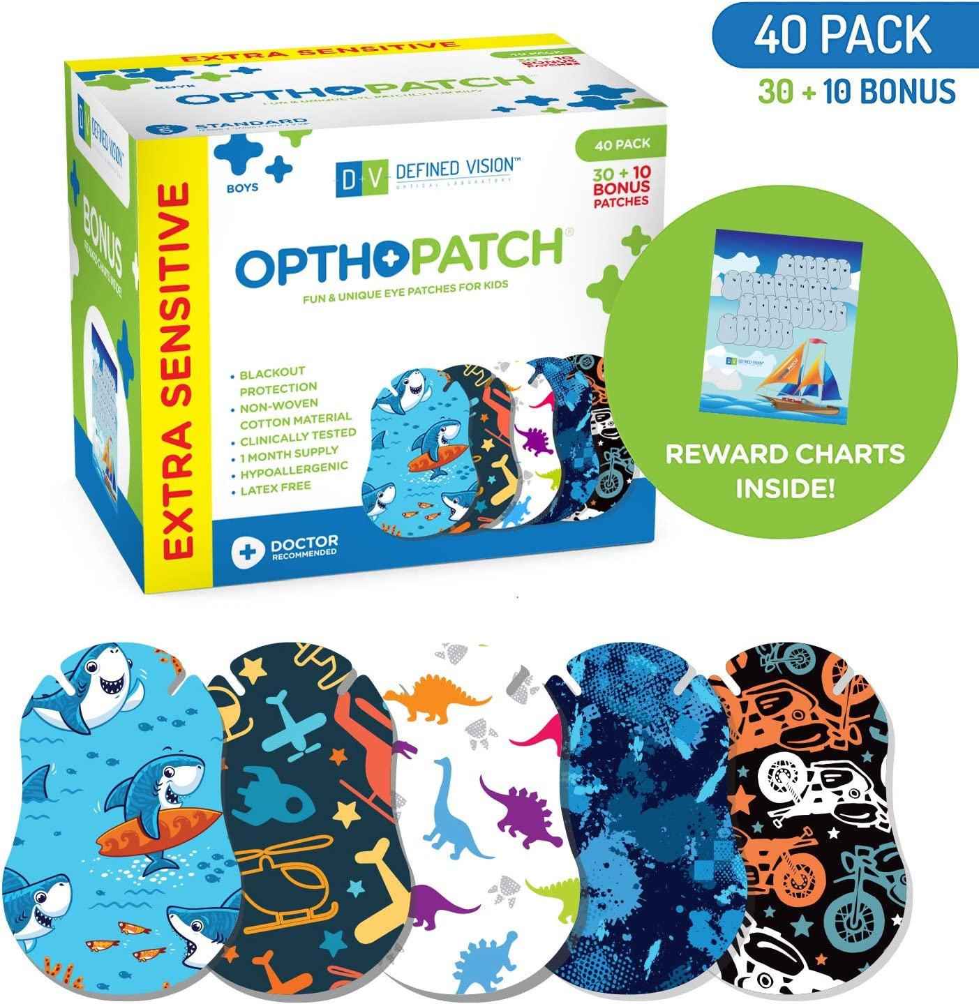 Optify Vision Therapy Adhesive Eye Patch for Kids - Girls Hypoallergenic  Non-Latex Children's Amblyopia Non-Woven Cotton Patch with 2 Poster Charts