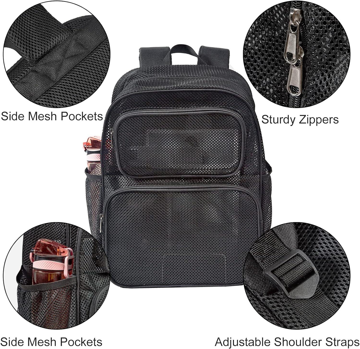 Covax Large Mesh Backpack - Semi-Transparent College Backpack with Bungee and Padded Straps for ...