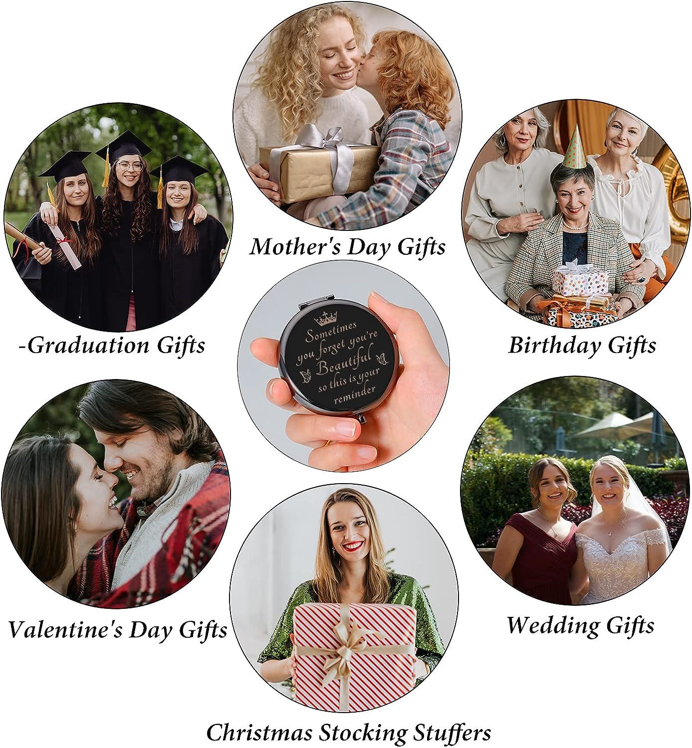 Funny Gifts for Friends Sister, Long Distance Friendship Gifts, Graduation  Gifts for Her - Travel Makeup Mirror, Cute Small Christmas Farewell Gifts