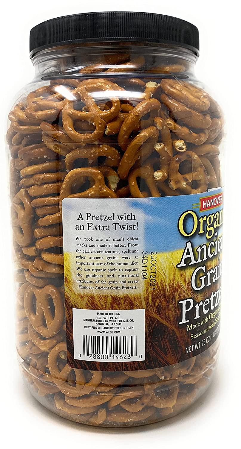 Hanover Organic Ancient Grains Spelt Pretzels 28 Oz. Barrel by Hanover