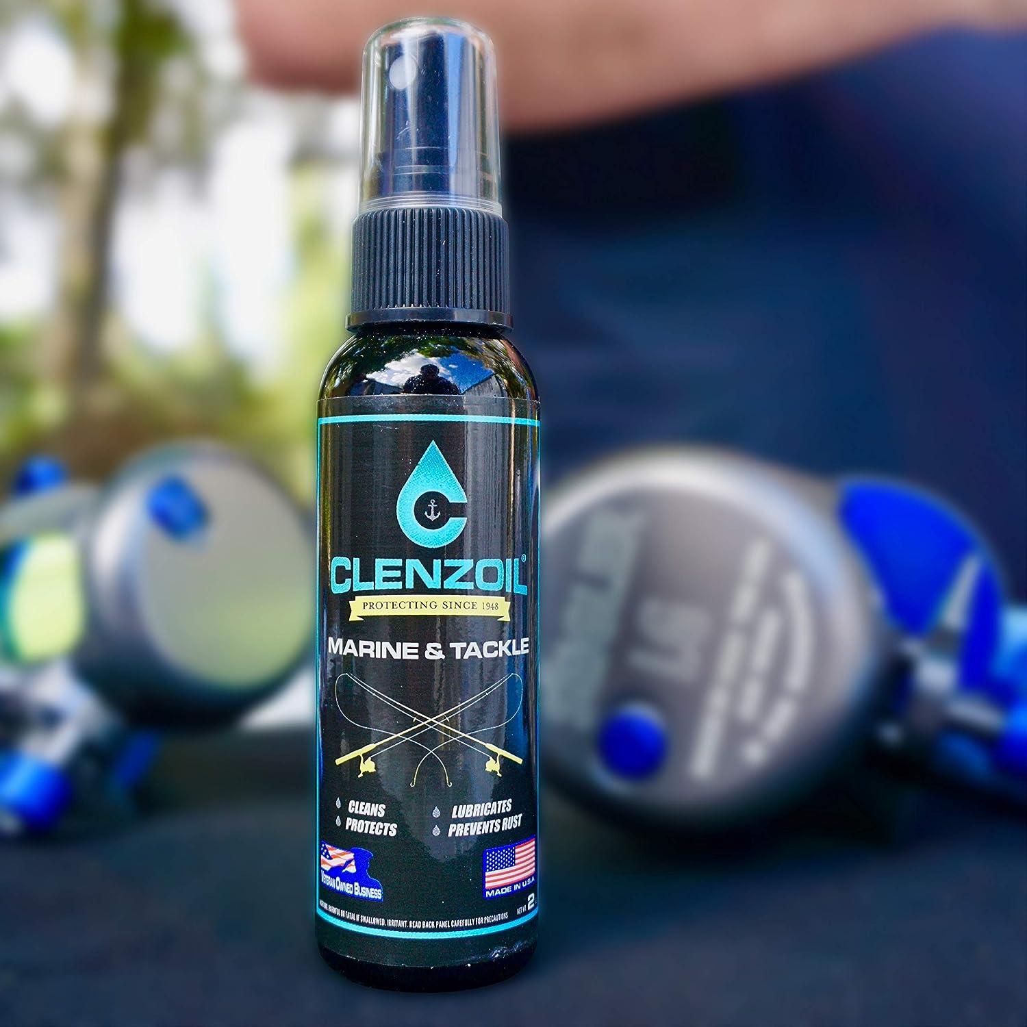 Clenzoil Marine & Tackle 2 oz. Fishing Reel Cleaner & Bearing Lube Spray  Bottle  One-Step Cleaner, Lubricant, Protectant CLP Cleaning + Lubricating  Oil in One Solution