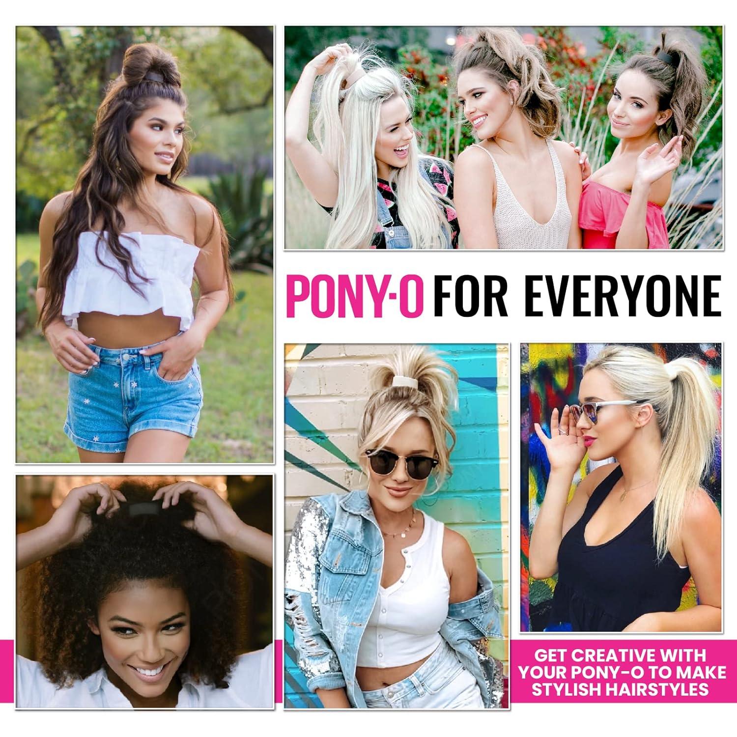 6pc PONY-O and Bun Barz Variety Pack for Fine to Normal Hair - PONY-O  Revolutionary Hair Accessories - Ponytail Holders and Hair Bun Makers - 2x  Small PONY-O 2x Medium PONY-O and
