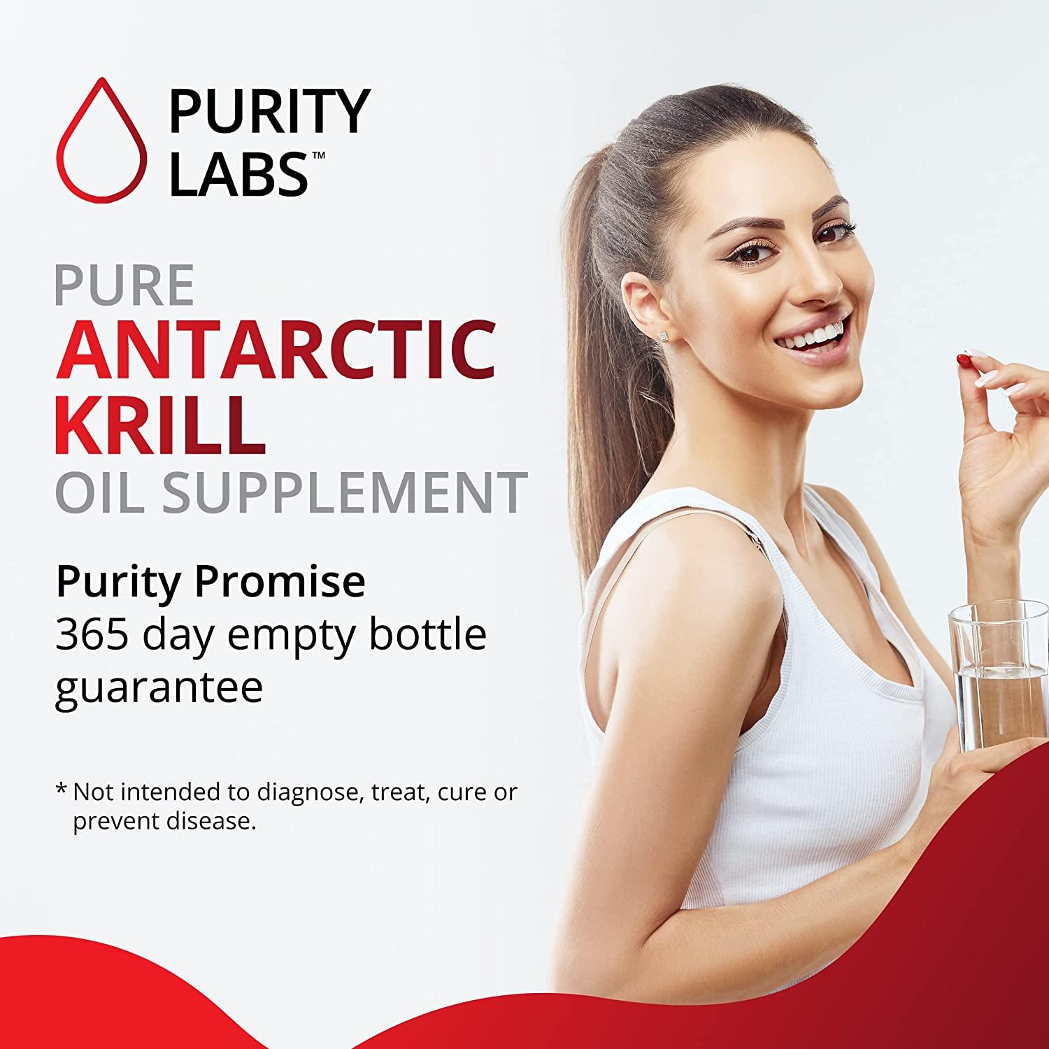 Purity Labs Antarctic Krill Oil Vegan Supplements for Memory, Heart