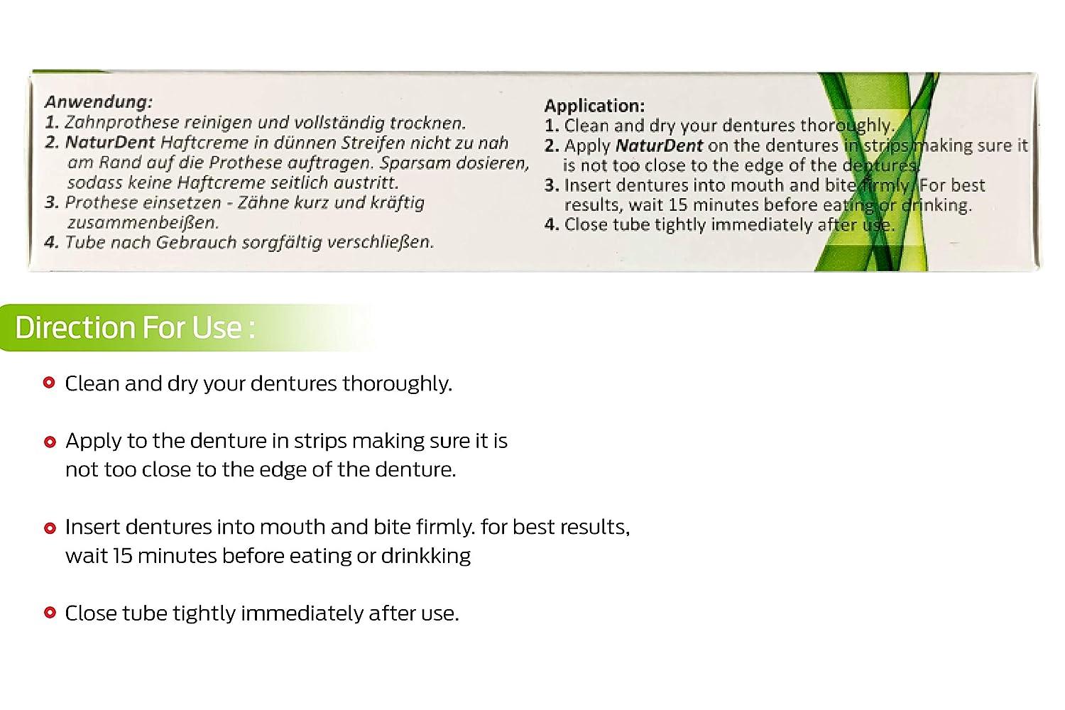 NaturDent Denture Adhesive Cream Strong Hold, Zinc and ParabenFree