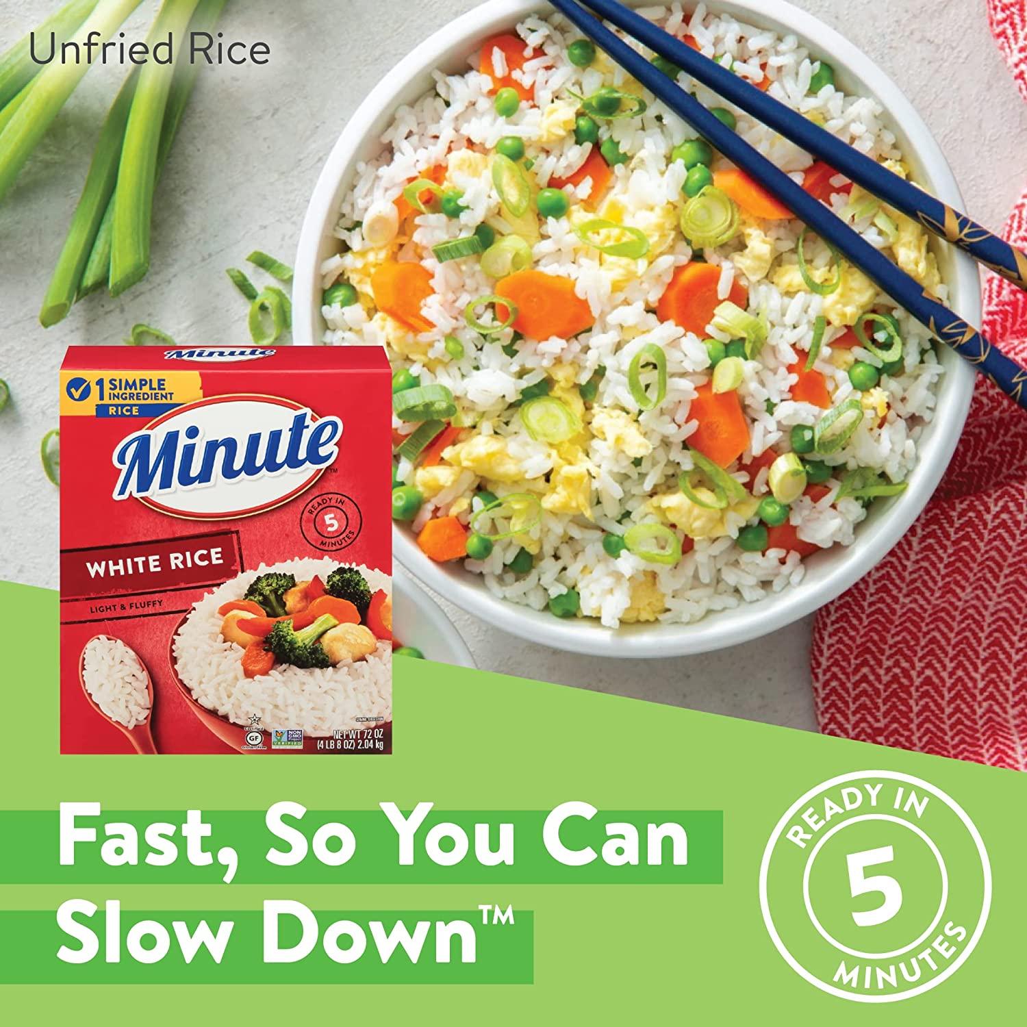 Minute White Rice, Instant White Rice for Quick Dinner Meals, 72Ounce