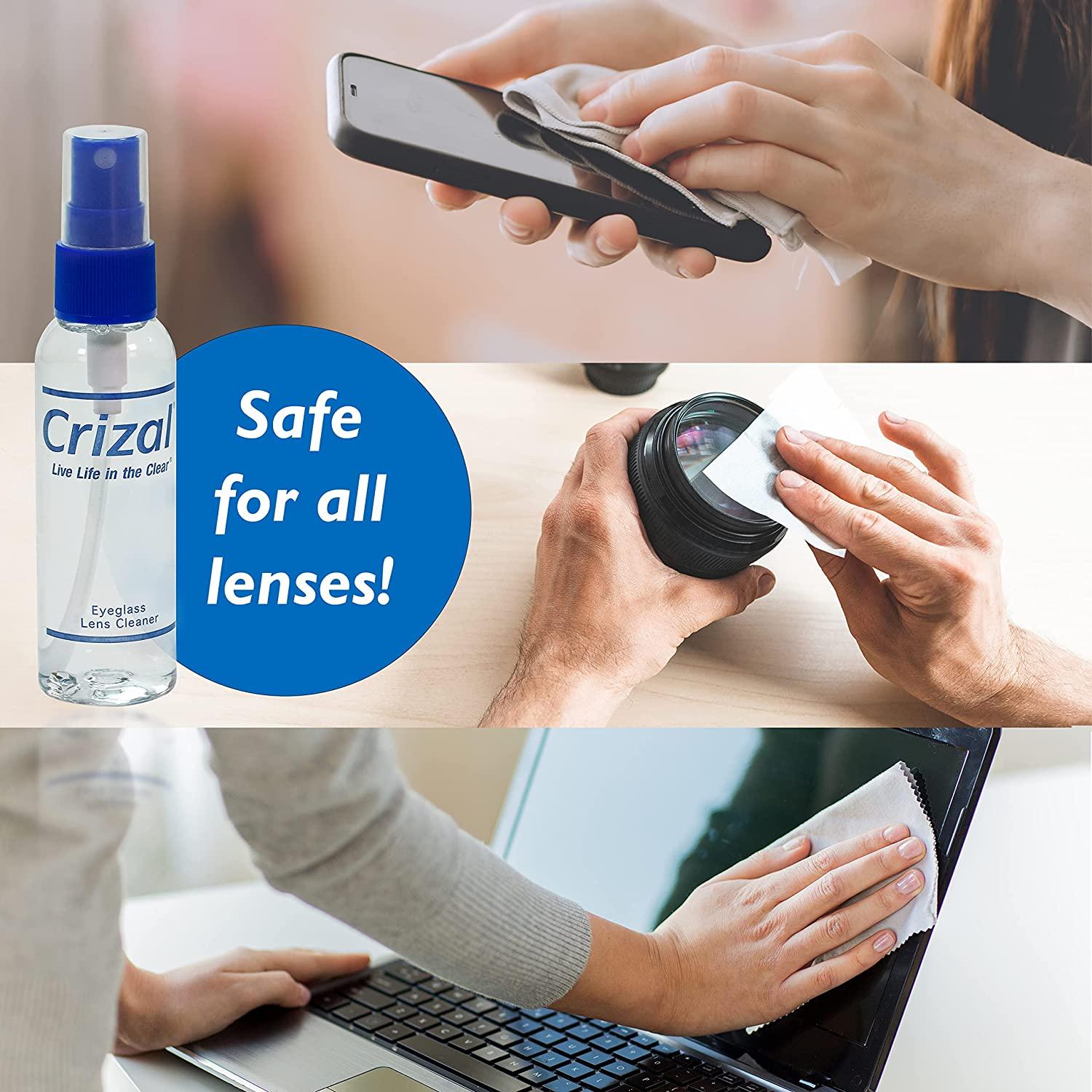 Crizal Lens Cleaner Set 2oz Spray Microfiber Cloth Bundle