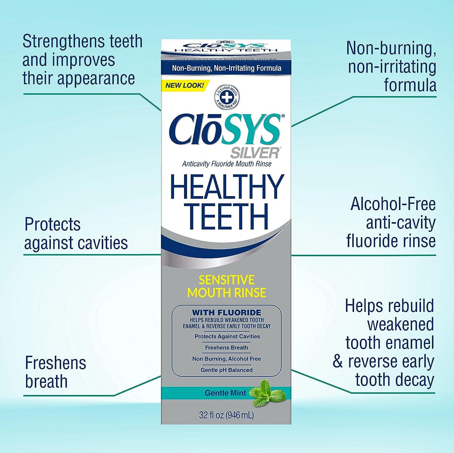 CloSYS Healthy Teeth Oral Rinse Mouthwash 32 Fl Oz Healthy Teeth 32