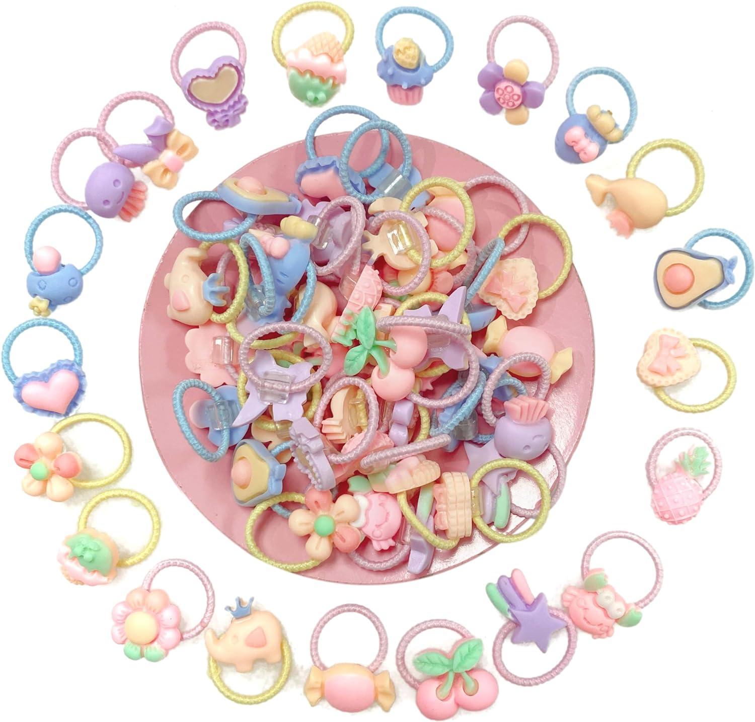 2/6/10/20Pcs/set Girls Cute Cartoon Animals Fruit 3 Cm Elastic Hair Bands Ponytail Holder Scrunchies Kid Hair Accessories - 200000297