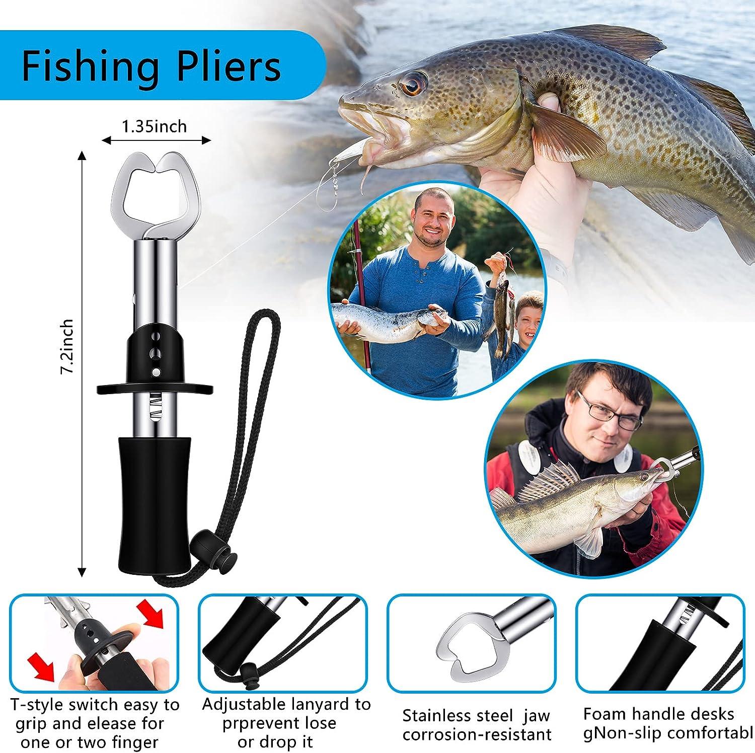 Linkstyle Fishing Tool Kit, Fishing Pliers Fish Lip Gripper, Saltwater  Resistant Fishing Gear with Sheath Lanyard, Muti-Function Fishing Tackle  Pliers