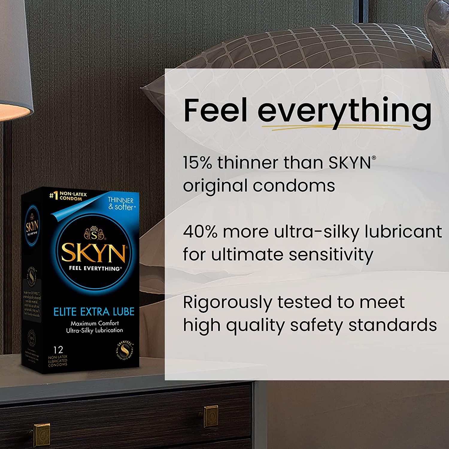 SKYN Elite Extra Lube UltraThin, Lubricated LatexFree Condoms Ultra