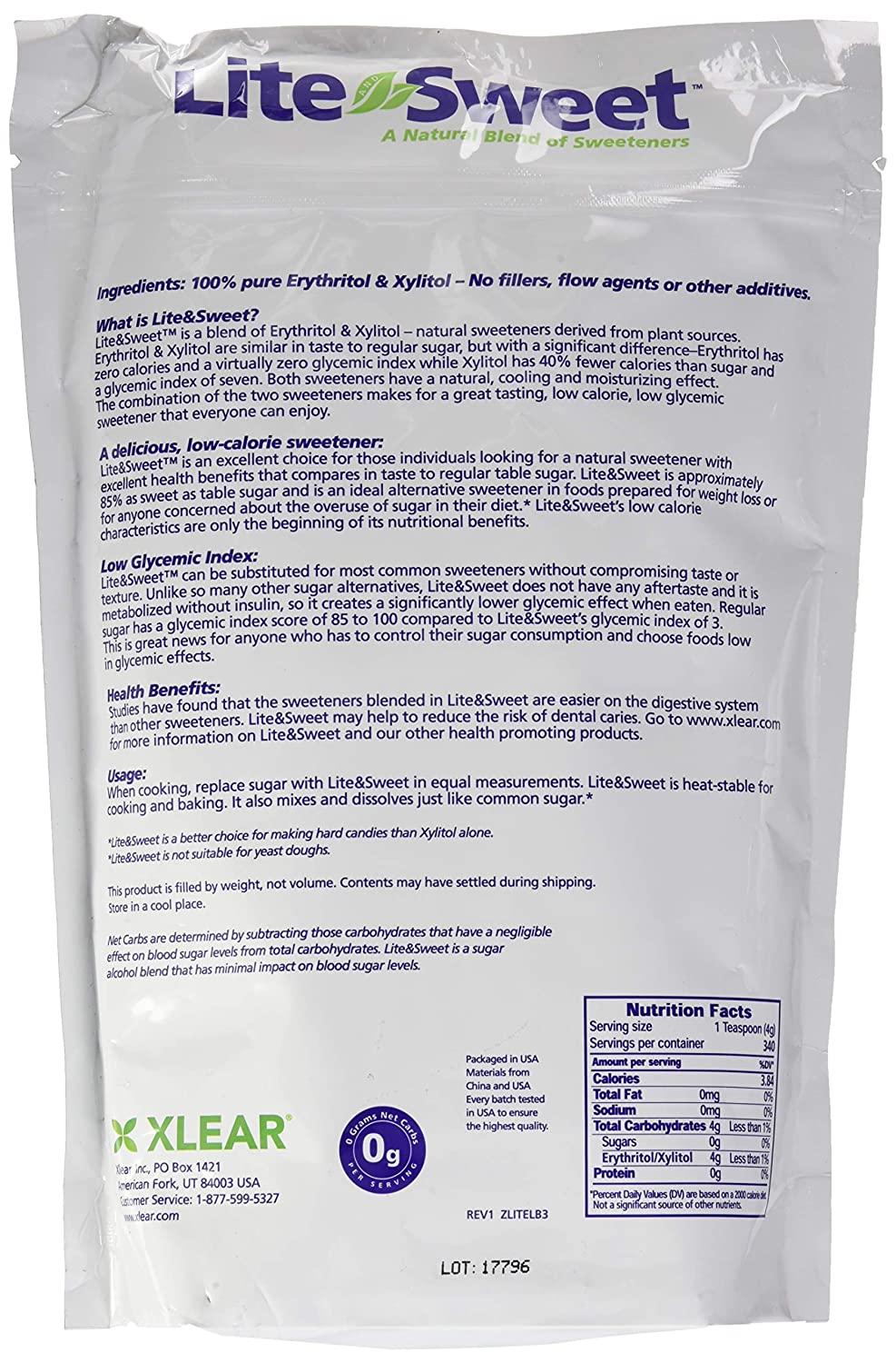 Lite and Sweet Natural Erythritol and Xylitol Sweetener Blend, 3 Pound