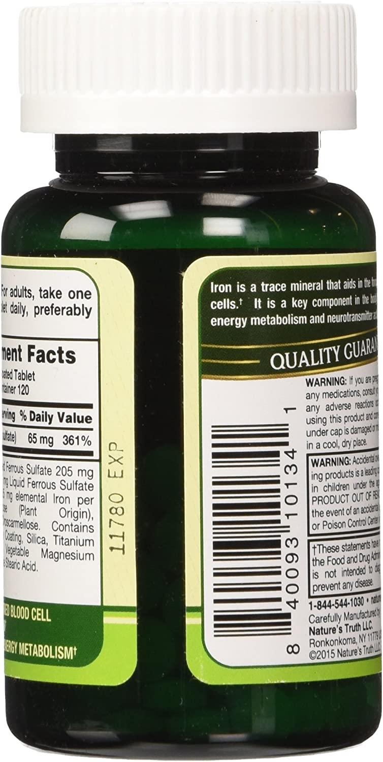 Nature's Truth Iron 65 mg 120 Coated Tablets