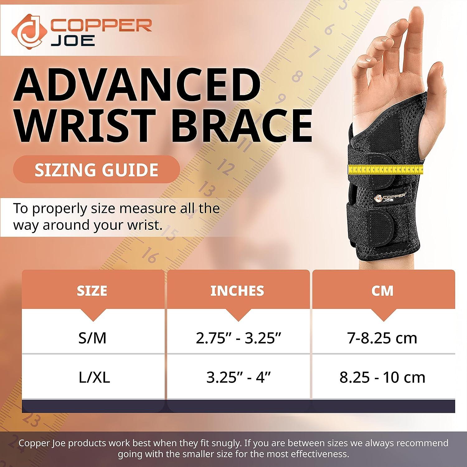 Copper Joe Carpal Tunnel Wrist Brace for Day and Night Support - Compression  Wrist Sleeve For Arthritis Tendonitis RSI and Sprain - Adjustable Wrist  Splint fit For Men and Women (Right Hand