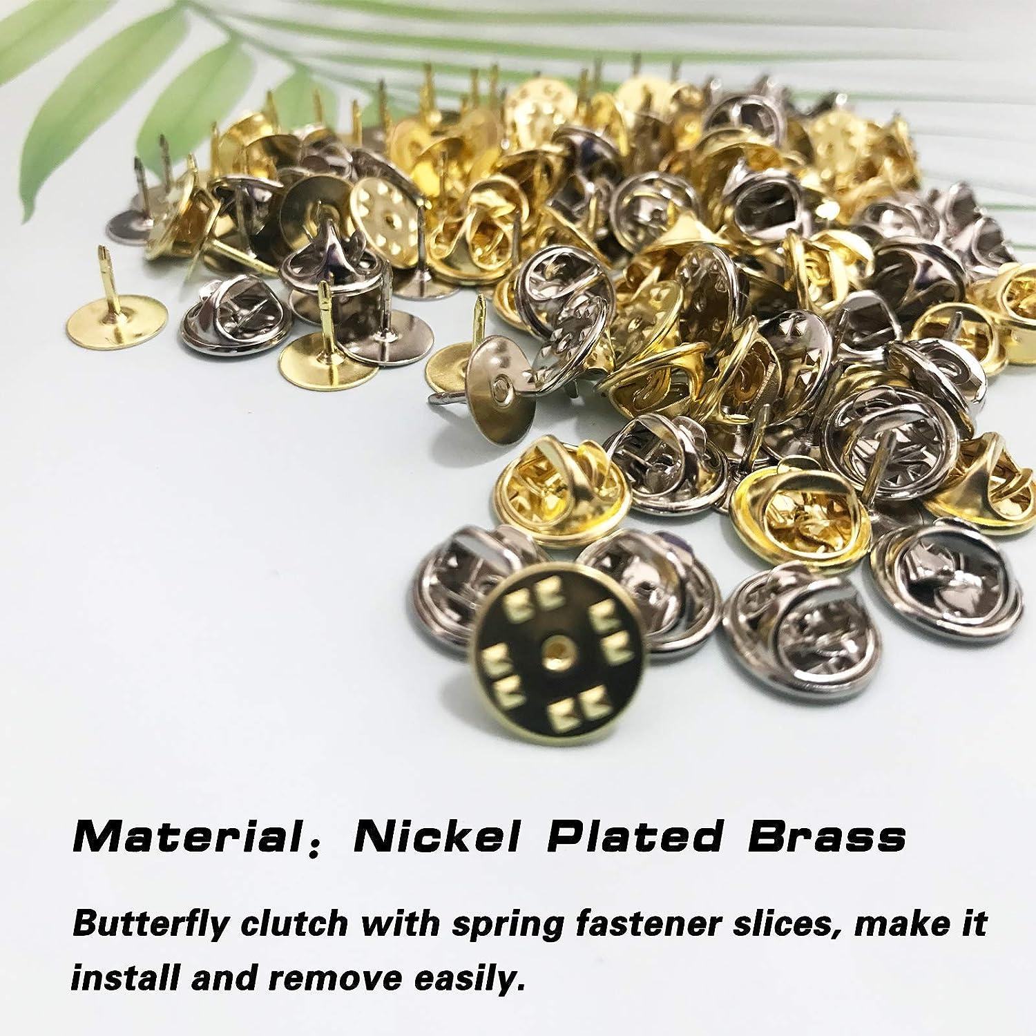 100 Brass Butterfly Clutch Pin Backs for Pins (Boxed)