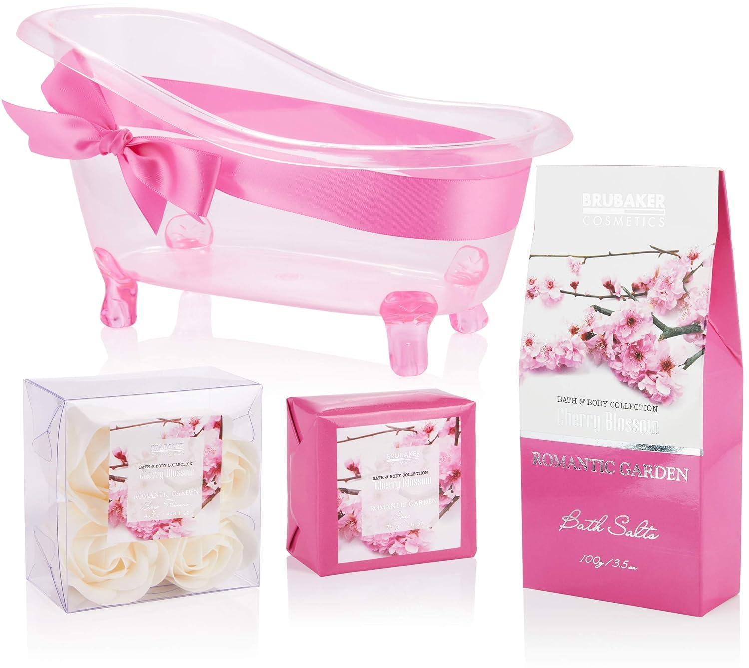 BRUBAKER Cherry Blossom Bath and Shower Set 8Piece Gift Set in