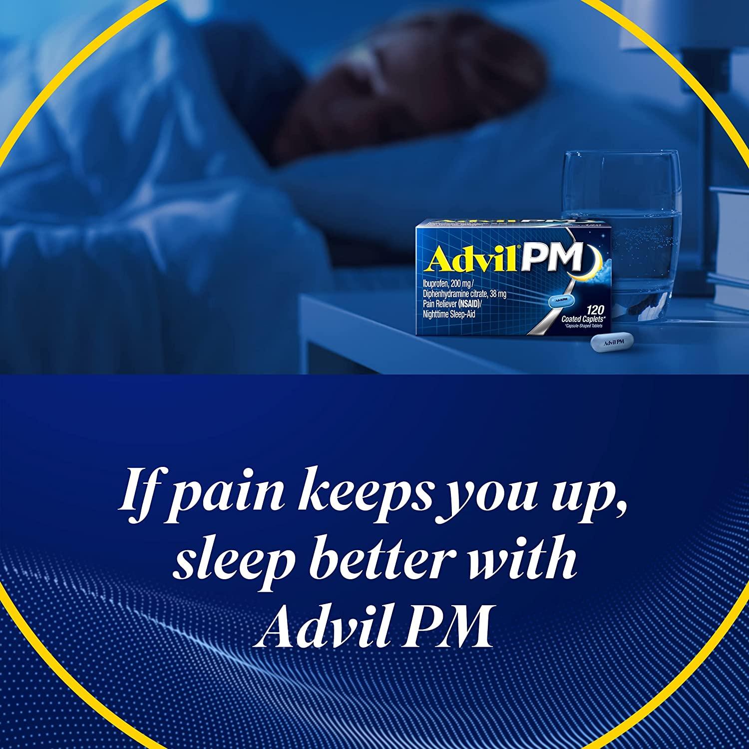 Advil PM Pain Reliever & Nighttime Sleep Aid 120 Coated Caplets