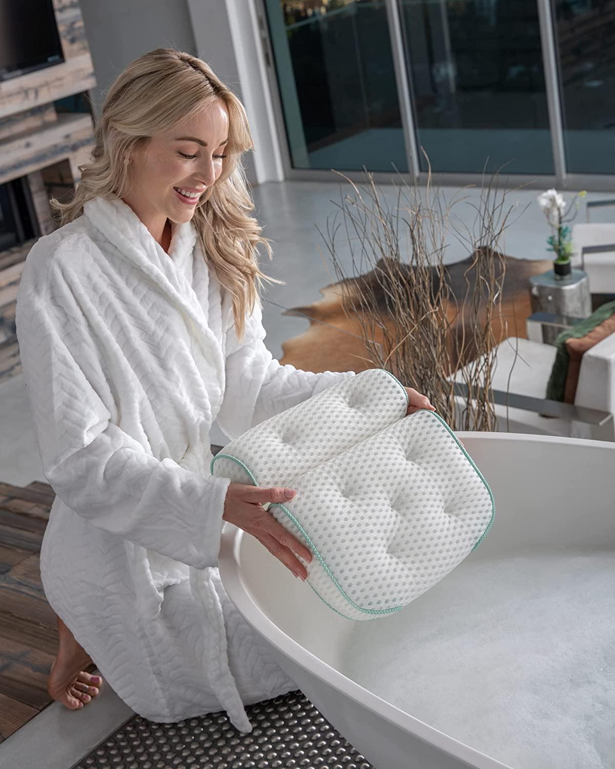 Azmodi Bath Pillow - Soft Comfortable 4D Air Mesh, 7 Slip Resistant Suction  Cups - Bathtub Pillows for Tub Neck and Back Support, Bathing Spa Shower  Gifts