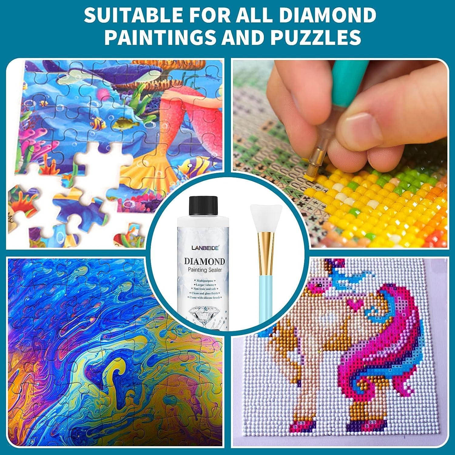 RovyFota updated diamond painting sealer 200ml with 3 brushes, diamond  painting art glue permanent hold & shine effect diamond paintin