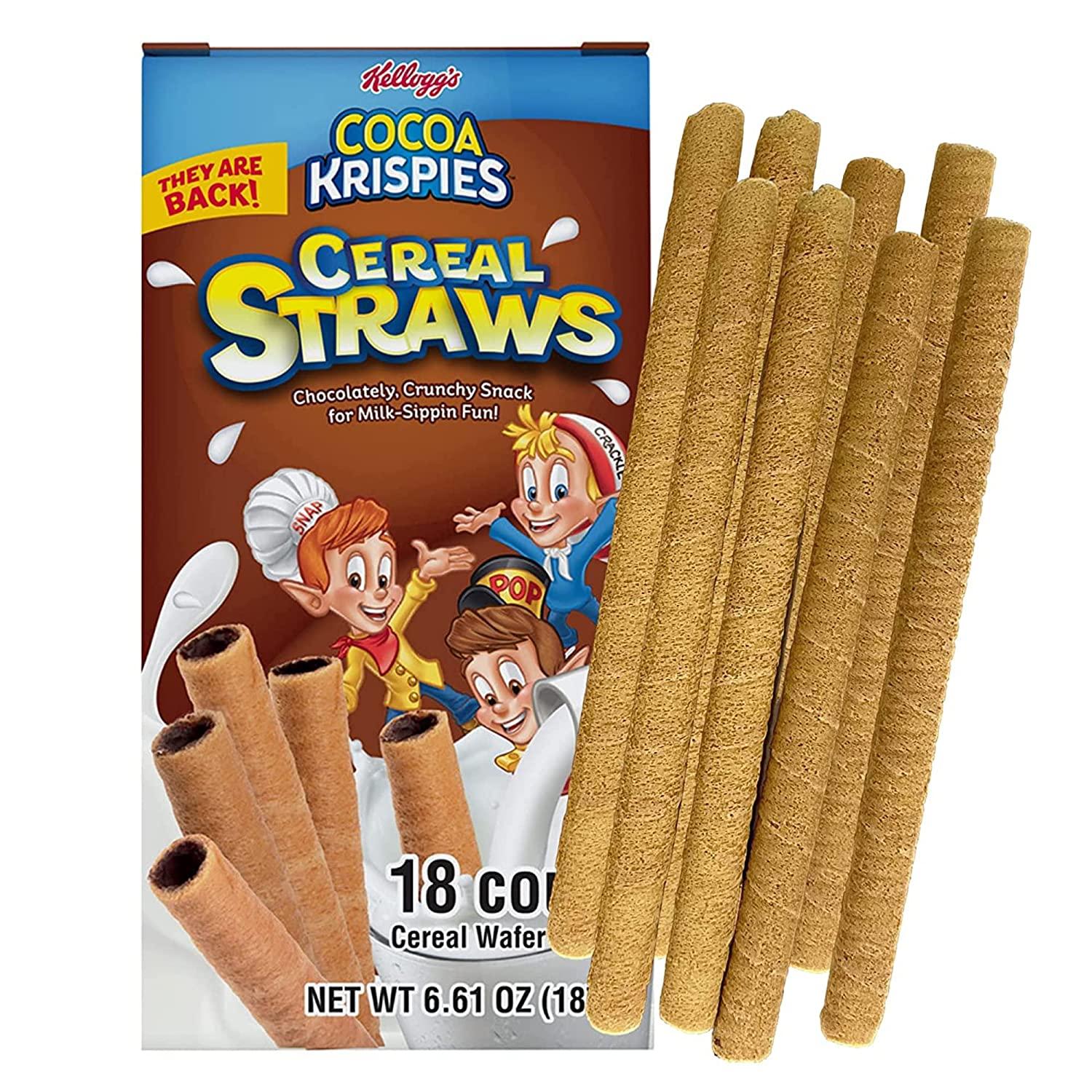 2021 Kellogg's Cereal Straws Cocoa Krispies Edible Breakfast Straw
