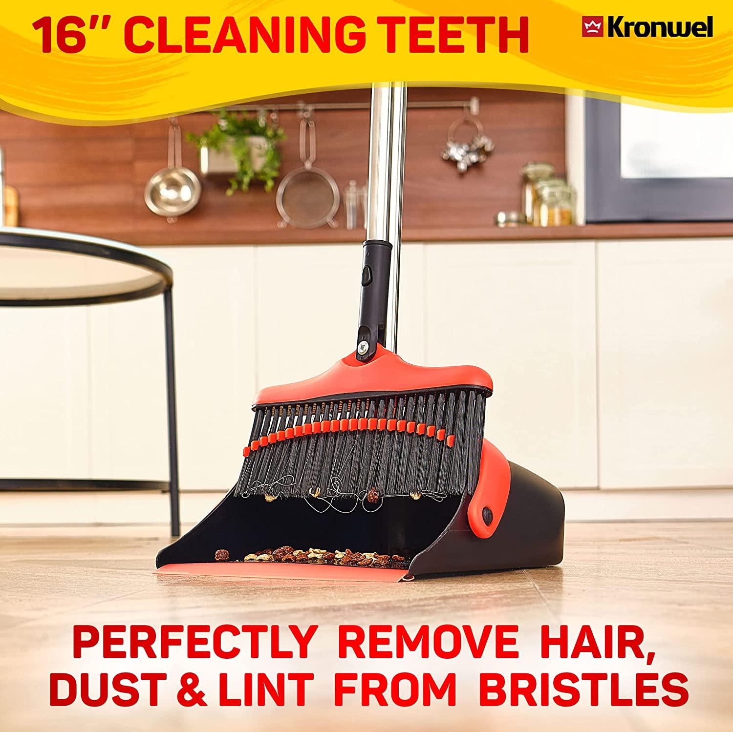 Broom and Dustpan Set with Long Handle Kitchen Brooms and Stand Up