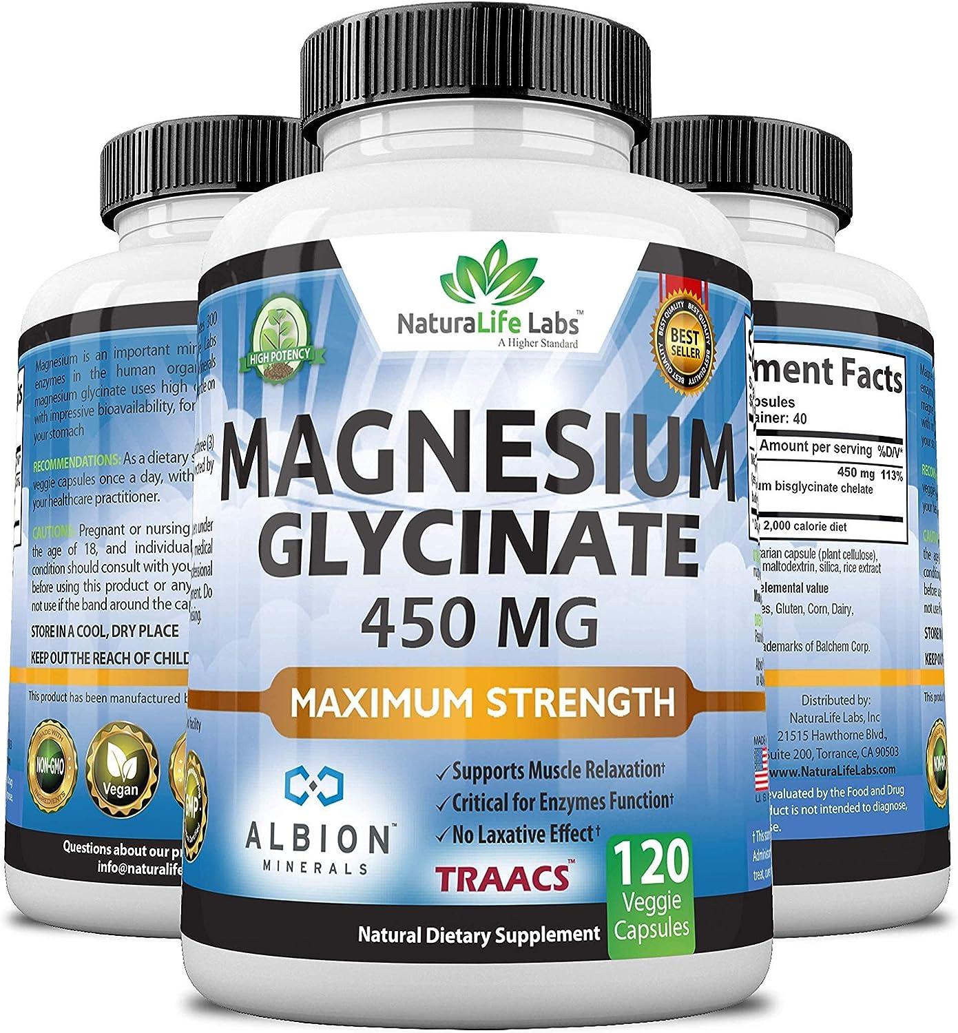 Magnesium Glycinate 450 MG Albion Minerals TRAACS Maximum