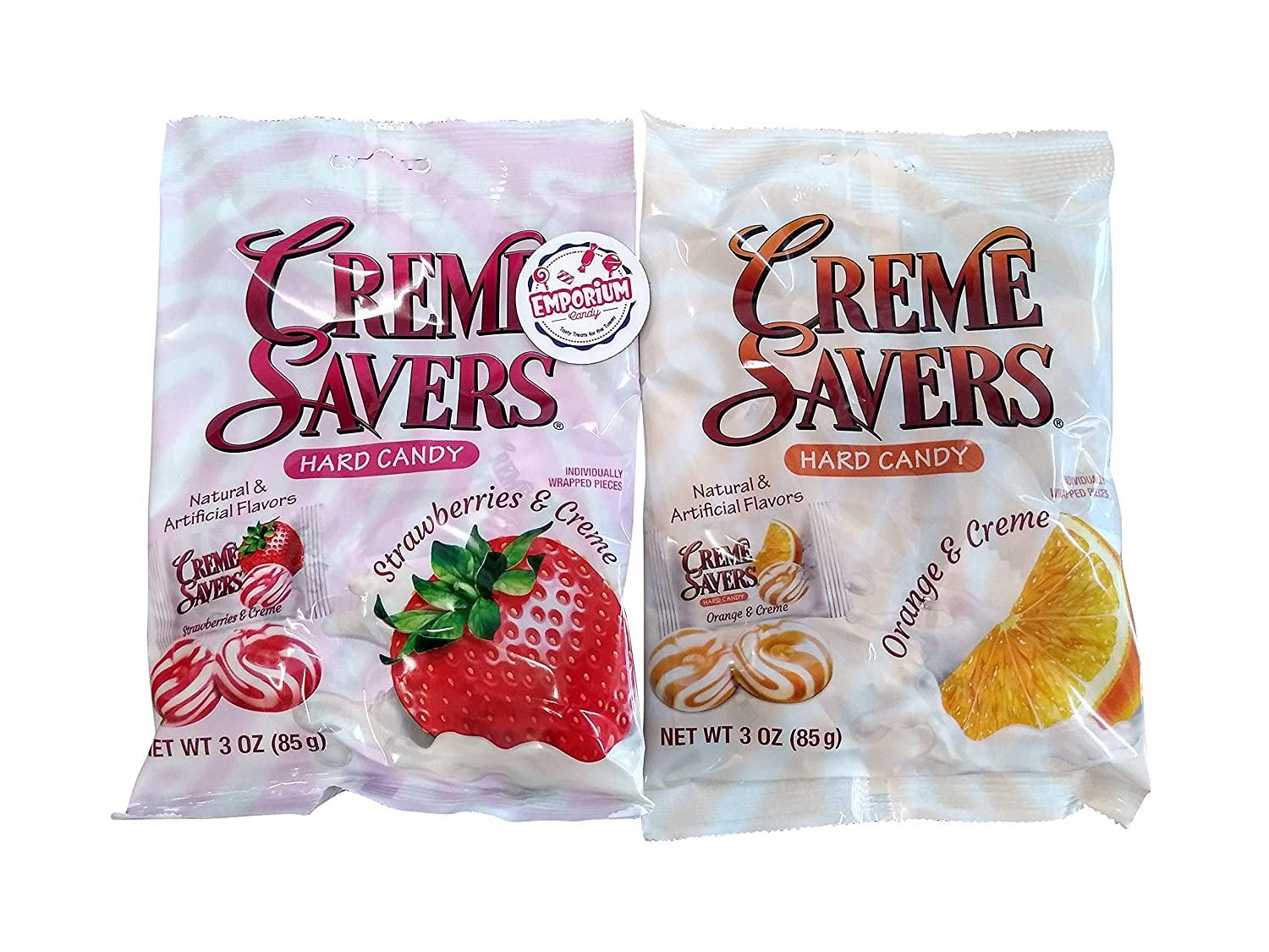Emporium Candy Creme Savers Orange & Strawberry Creme, 3 oz Bag x 2
