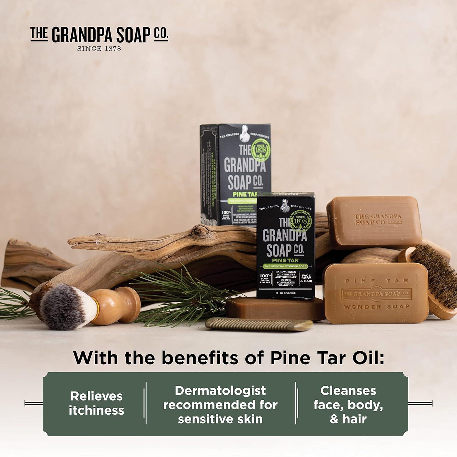The Grandpa Soap Co Original Pine Tar Face Body and Hair Soap, 4.25 Ounce