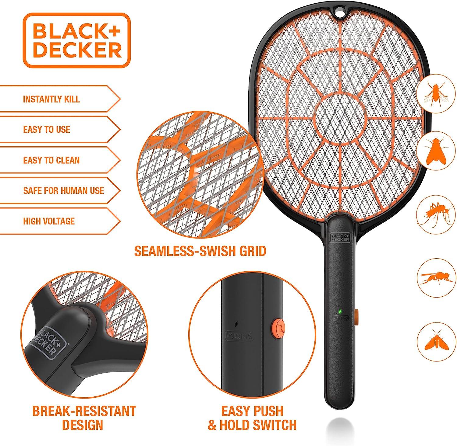 BLACK+DECKER Bug Zapper Racket Electric Fly Swatter for Gnats
