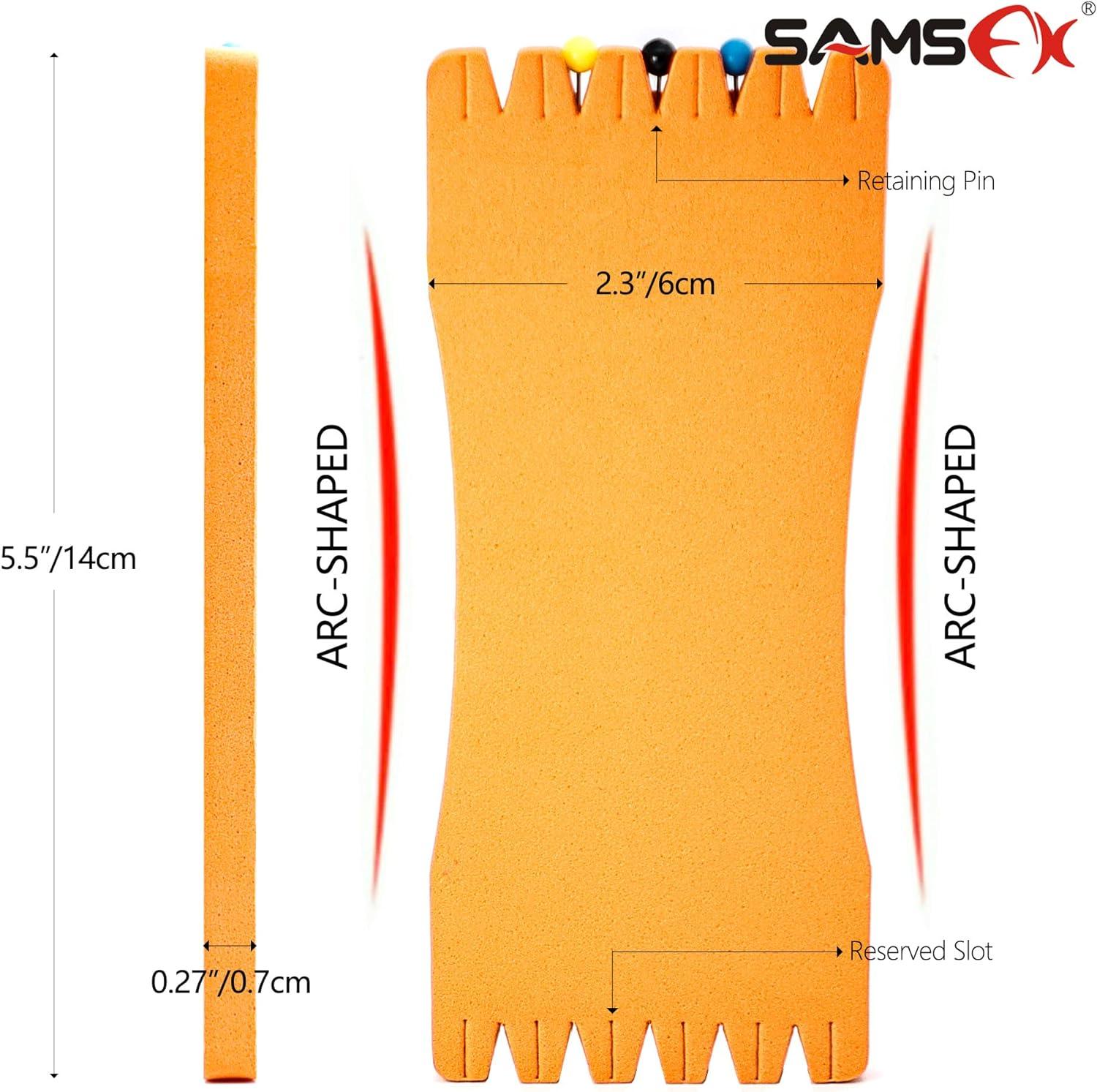  SAMSFX Fishing Leader Line Holder Foam Board Snelled Hook  Keeper with Retaining Pins Accessories Pack of 10 (14 x 6cm, Pins Included)  : Sports & Outdoors