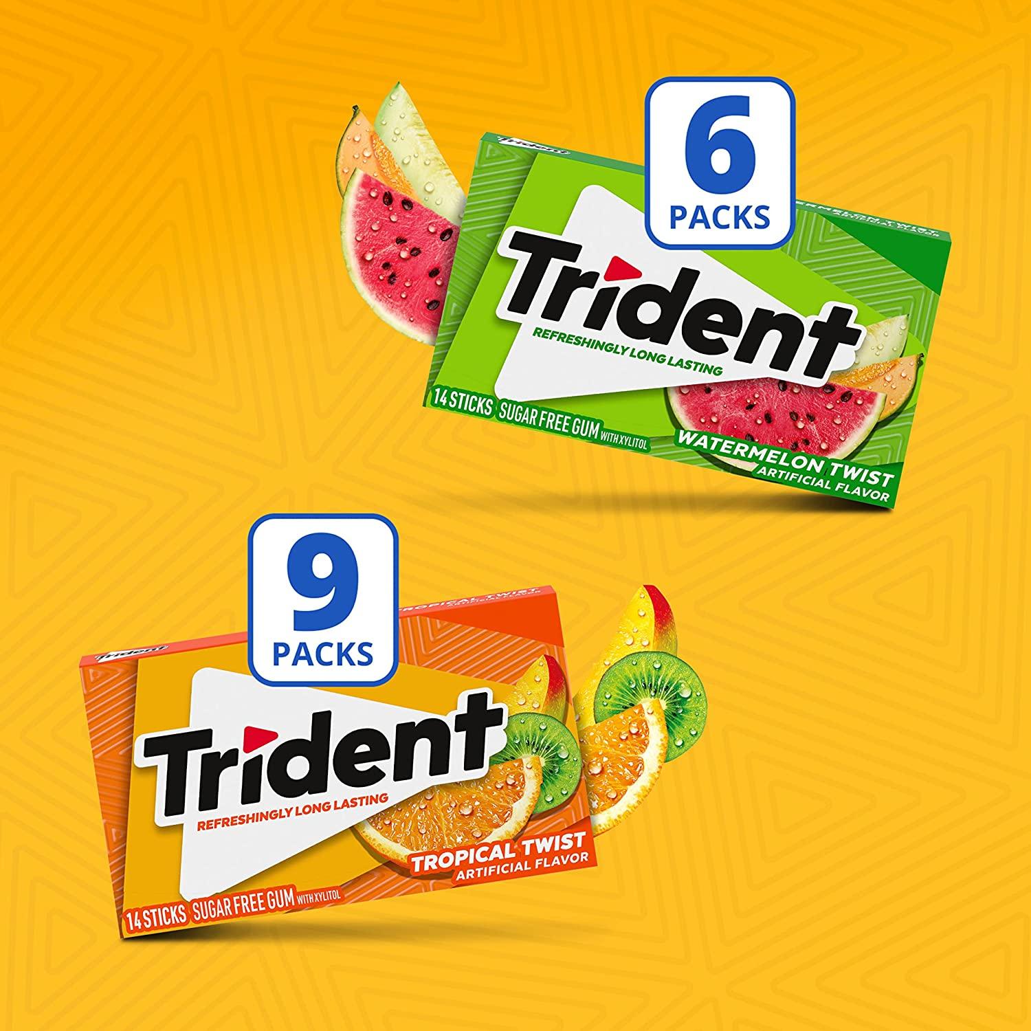 Trident Sugar Free Gum Variety Pack Watermelon Twist Tropical Twist