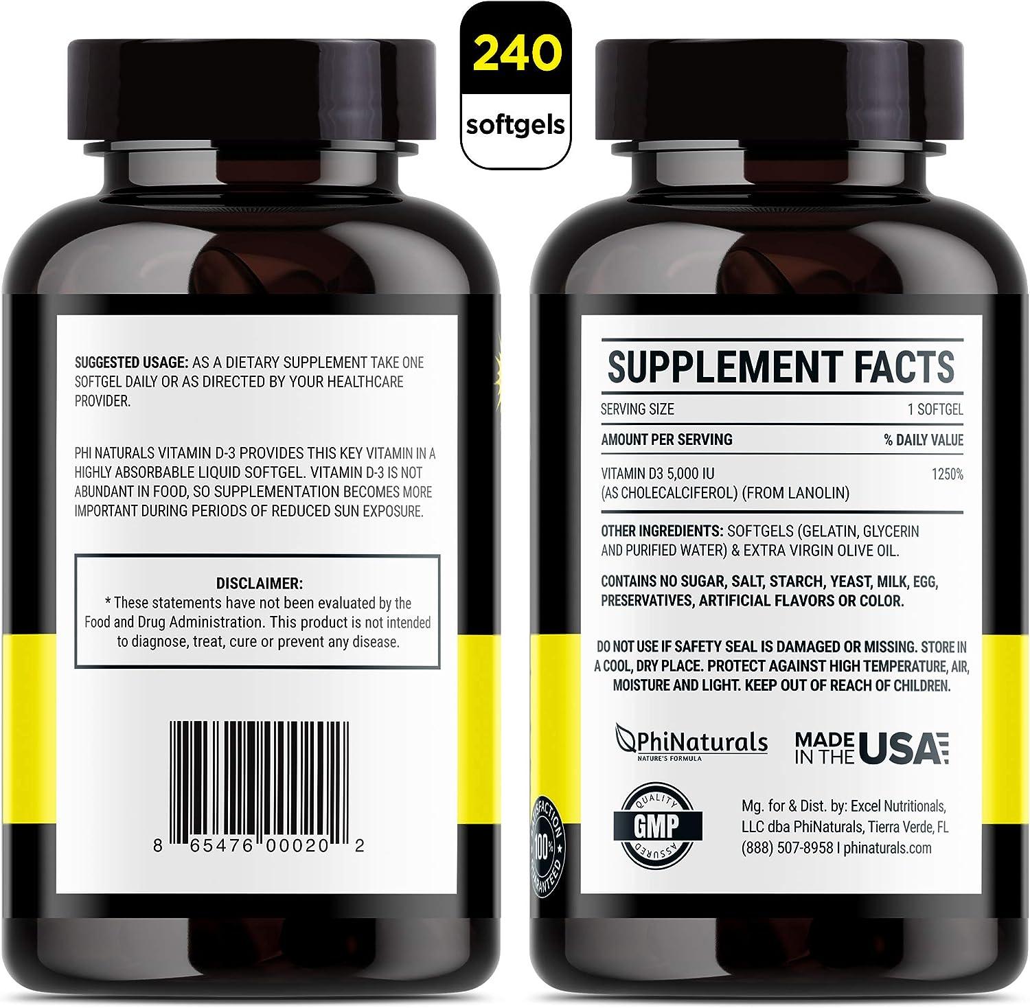 Vitamin D3 5000 IU Extra Virgin Olive Oil for Maximum Absorption