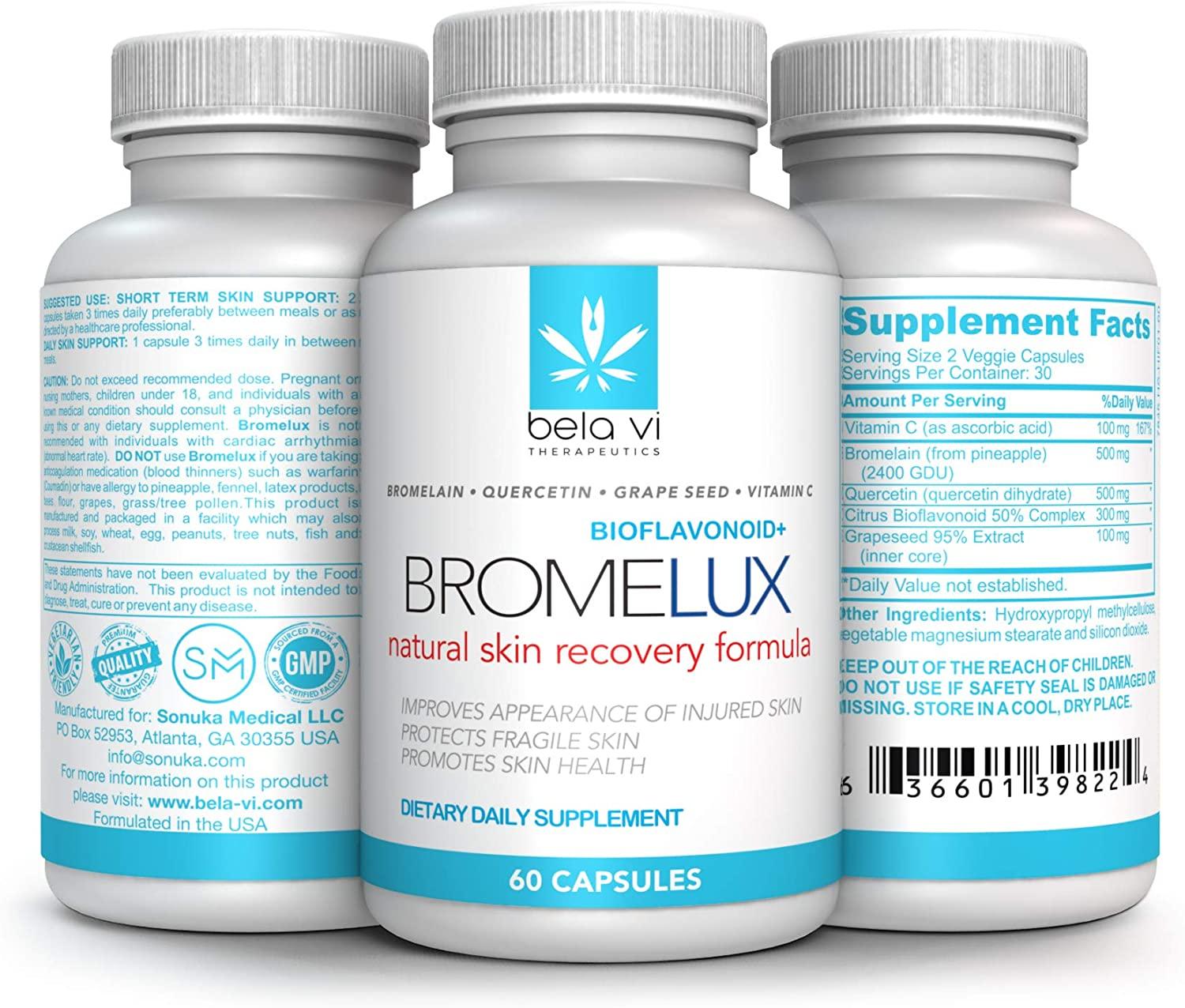 BROMELUX AntiBruising Supplement Bromelain & Quercetin Complex for Swelling & Bruise Relief