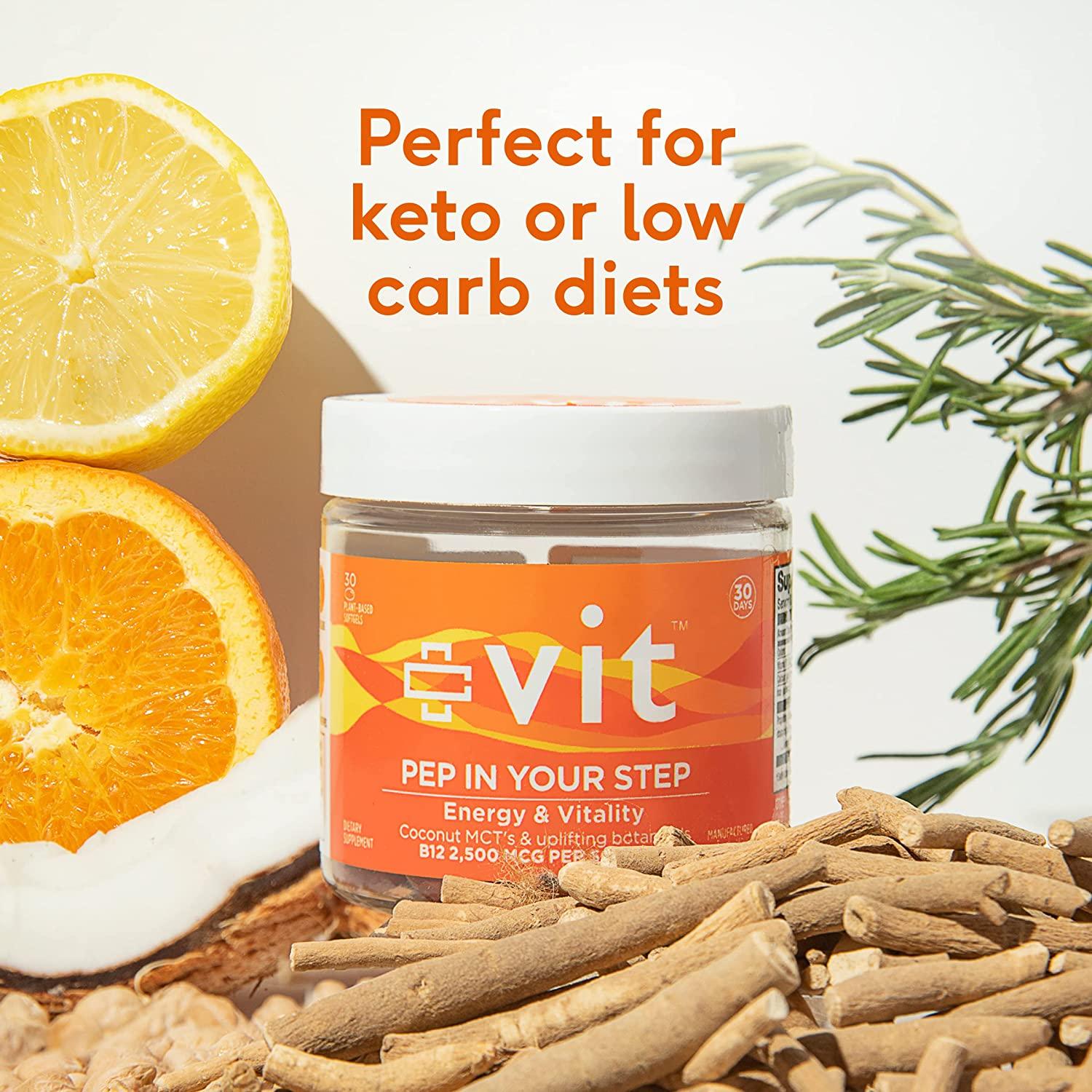 Natural Energy Pills Caffeine Free Energy Supplement with Vitamin B12 2500 mcg + Coconut MCT