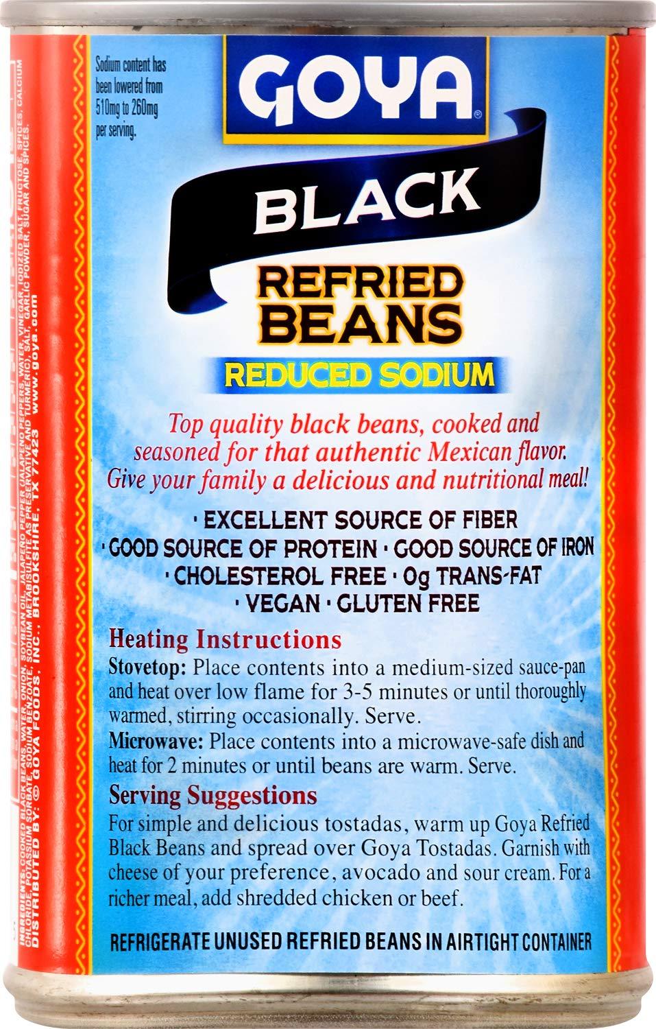 Goya Foods Refried Black Beans Reduced Sodium 16oz (Pack of 12) Buy Online