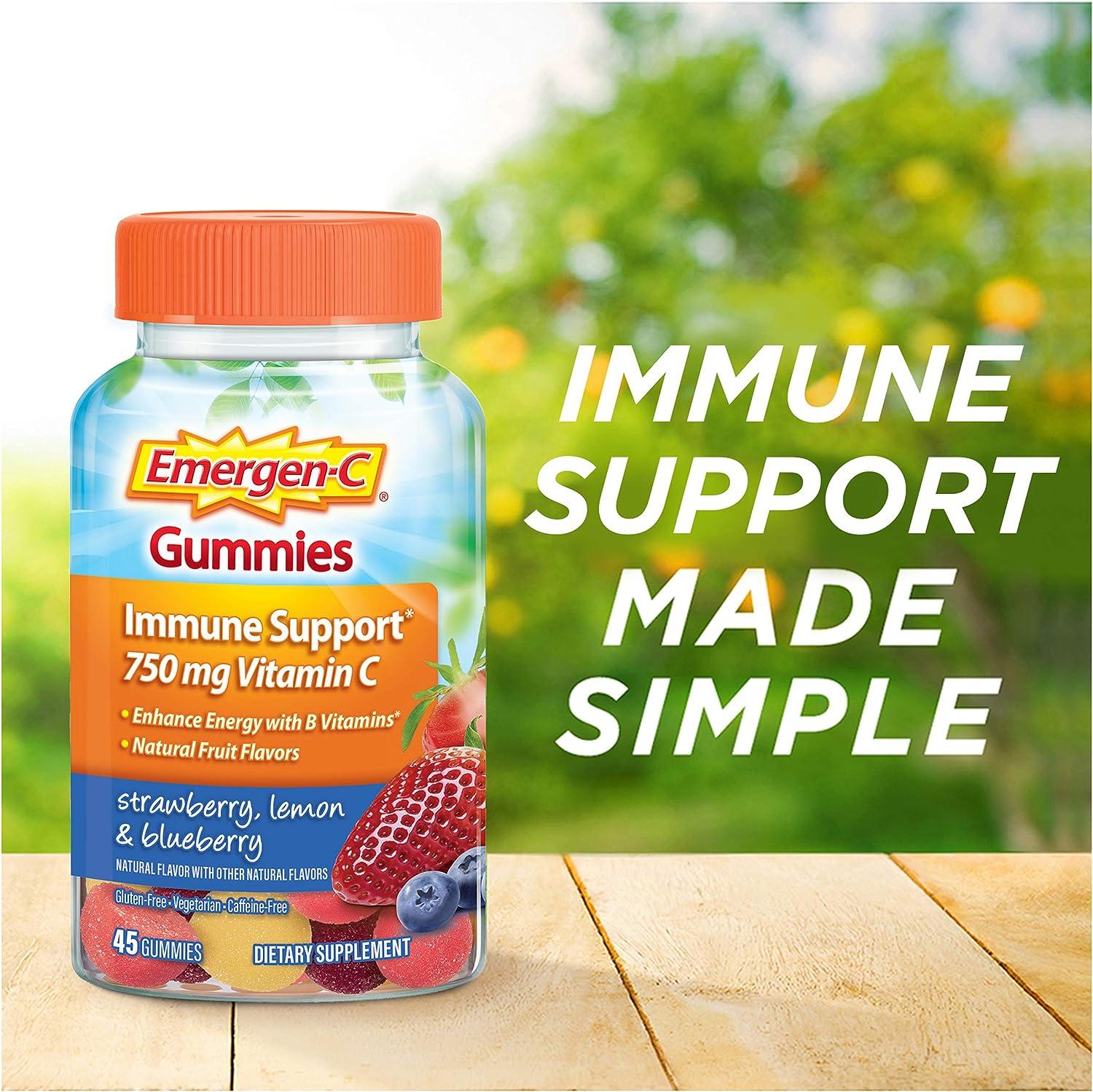 Emergen C 750mg Vitamin C Immune Support Gummies Gluten Free