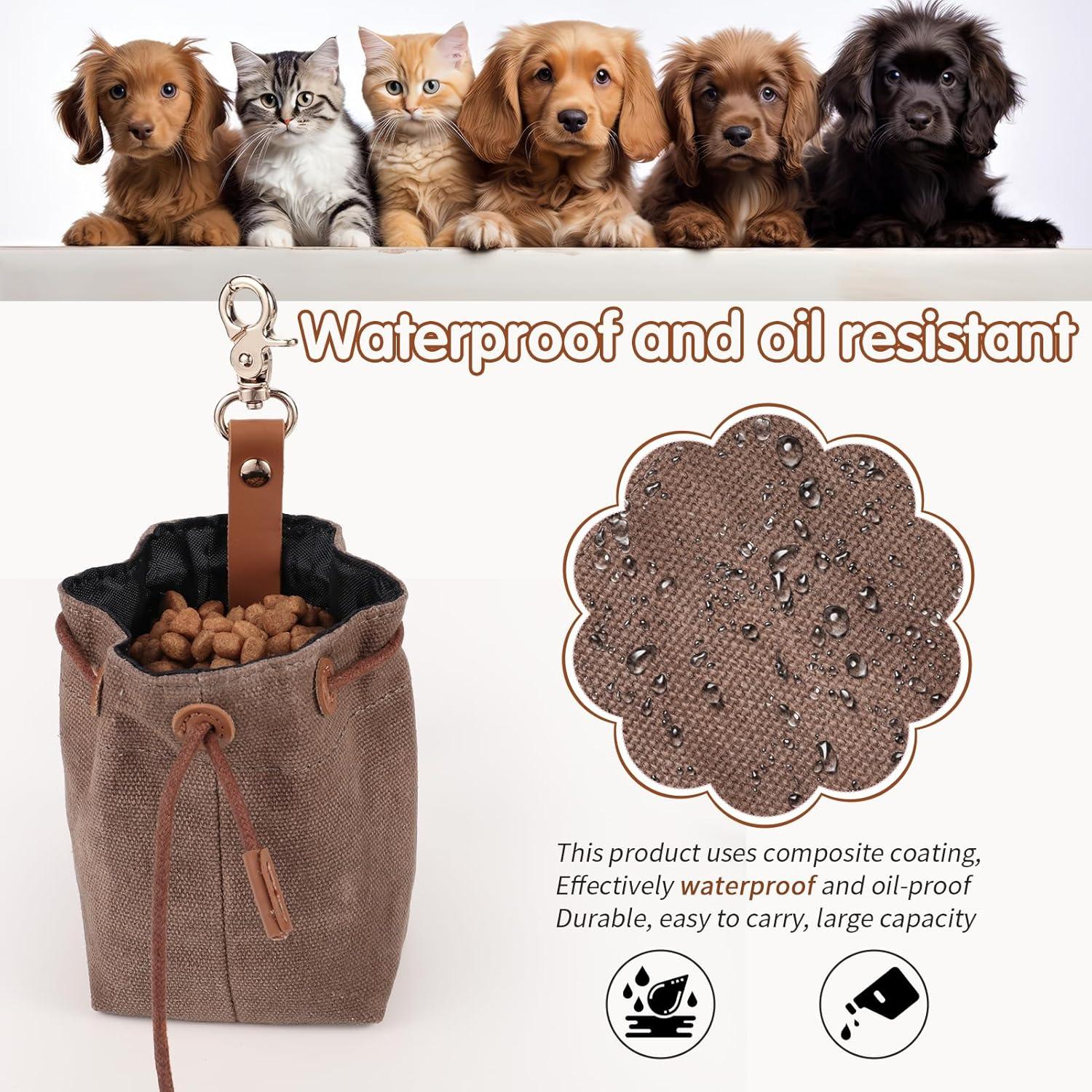 Newofview Dog Treats Storage Bags Canvas Dog Food Storage with