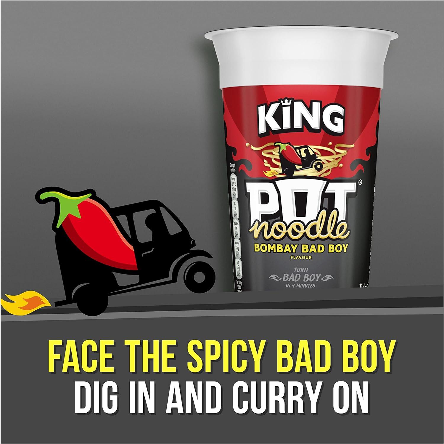Pot Noodle Bombay Bad Boy King Pot Vegetarian quick to make noodles 12x