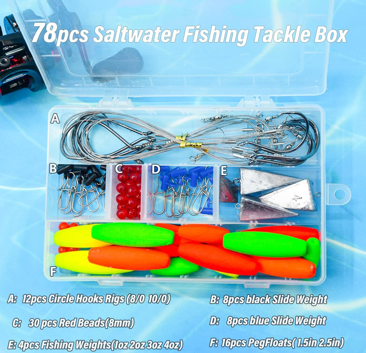 SEAOWL 78Pcs Saltwater Surf Fishing Kit Fish Pompano rig,Tackle