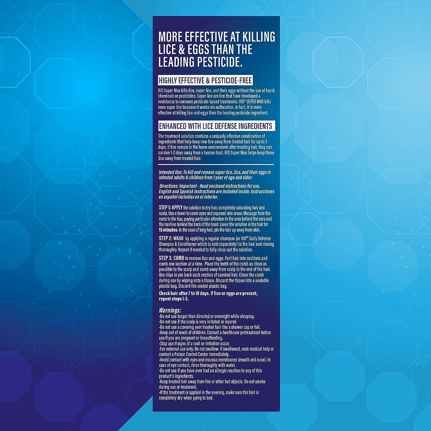 RID Super Max 4in1 Lice Removal Treatment Kit Kills Super Lice & Eggs