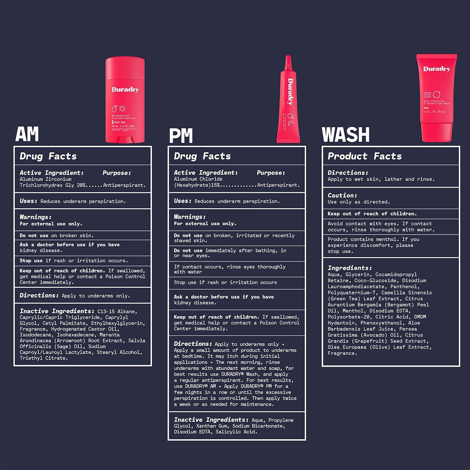 Duradry 3Step Protection System AM Deodorant PM Antiperspirant Gel Deep Cleansing