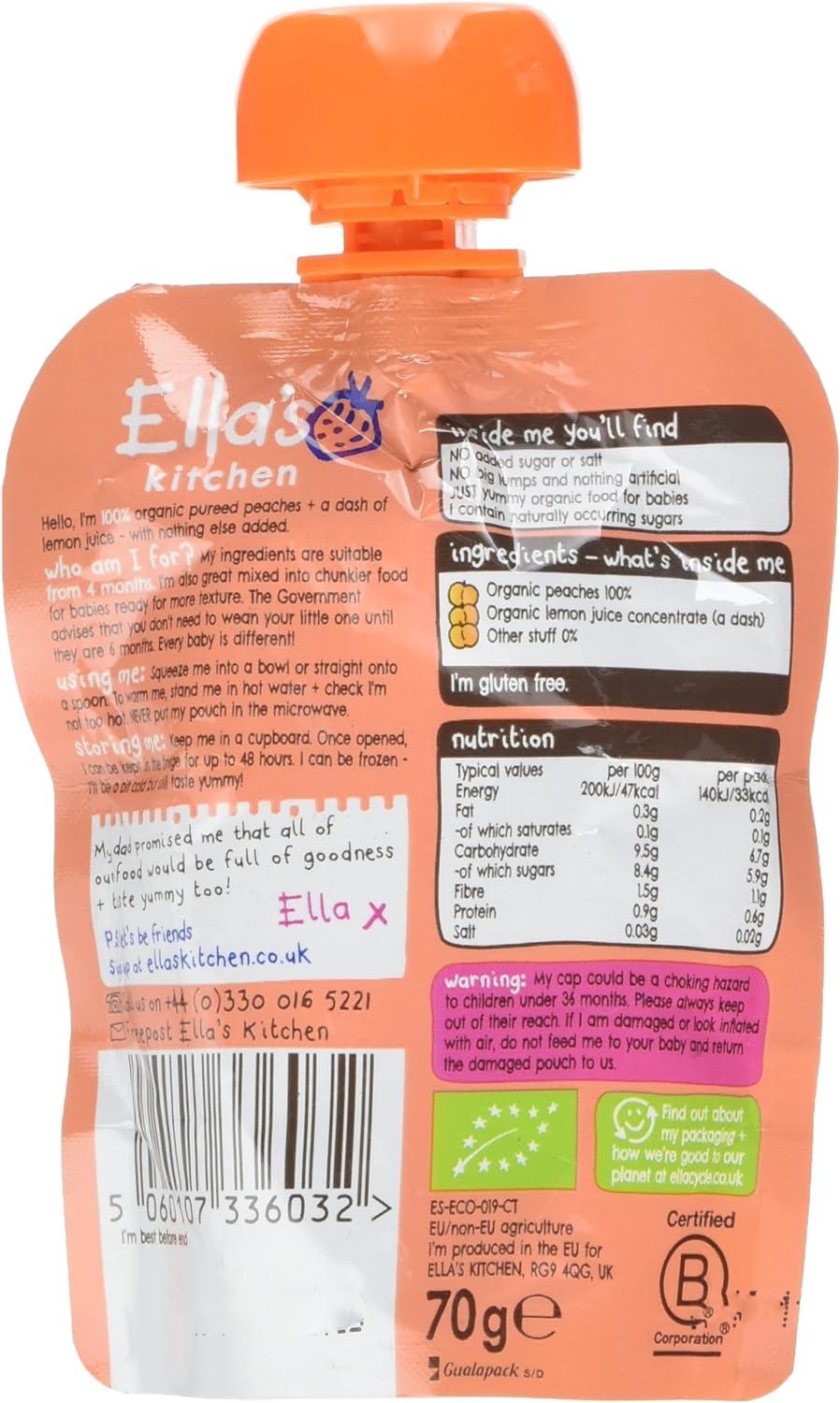 Ella's Kitchen Peaches Baby Food 70g Organic Puree for Healthy Babies