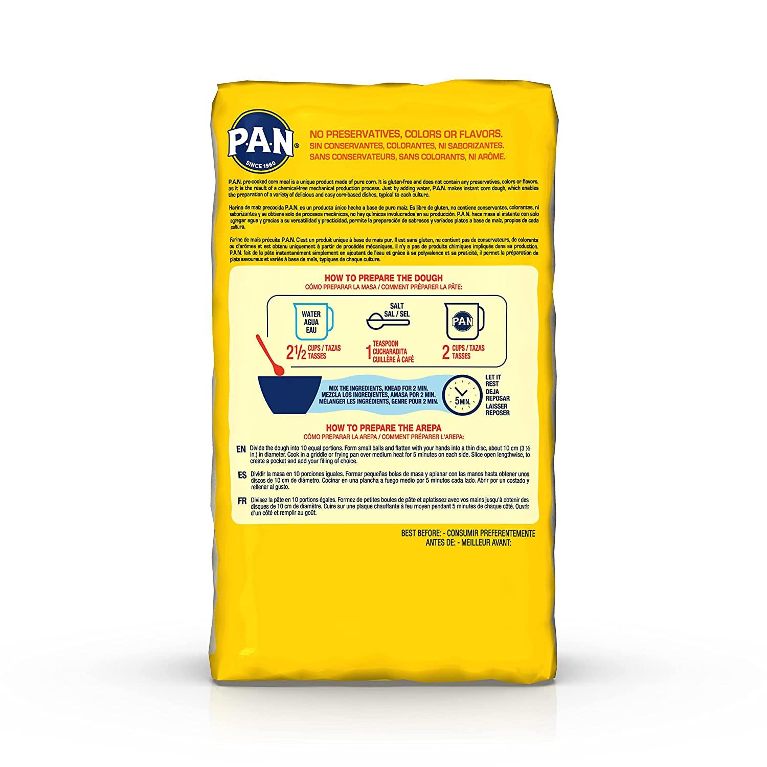 P.A.N. White Corn Meal Precooked Gluten Free and Kosher Flour for Arepas (5 lb / Pack of 1) 5