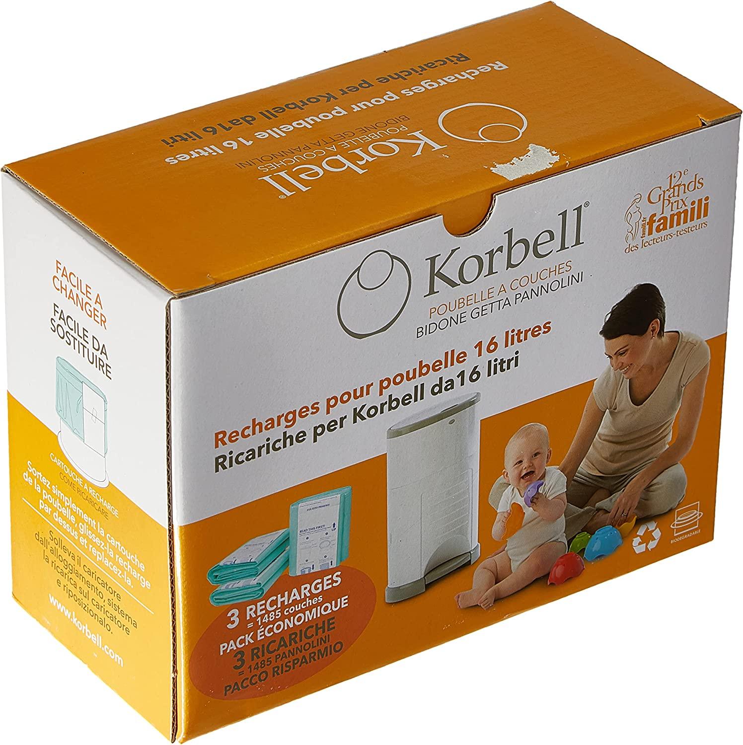 Korbell Nappy Bin Liner Refill 16L, 3-Pack
