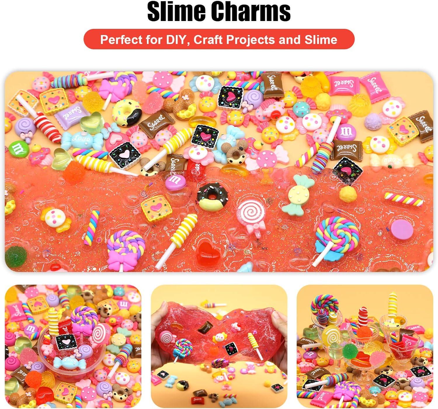 150Pcs Kawaii Slime Charms Bulk Cute Resin Charms for Crafts Glow in The  Dark Flatback Charms for Jewelry Making Mixed 3D Nail Charms for Acrylic