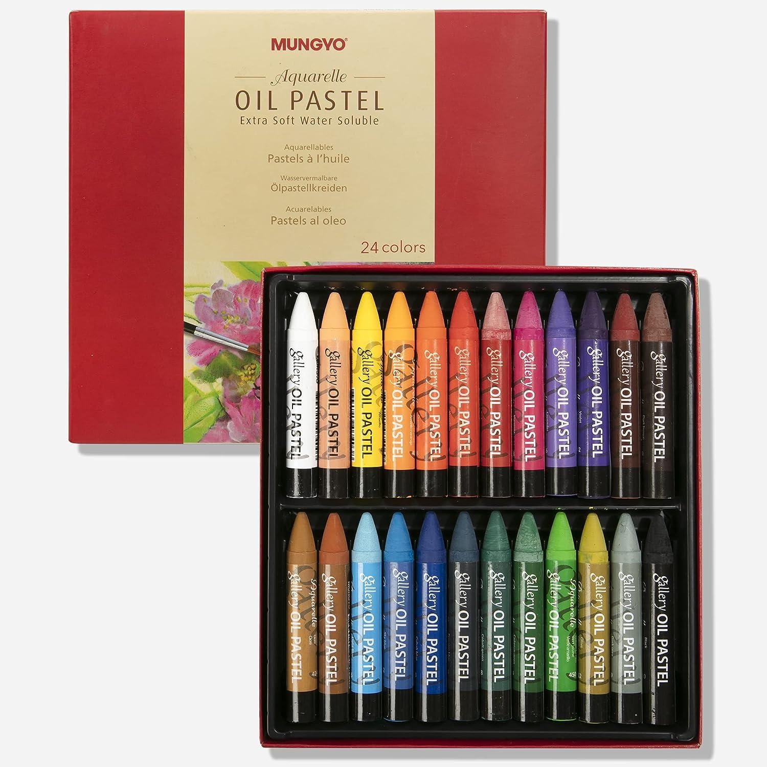 Mungyo Pastelli Secchi Morbidi Set 24 Colori - Matite Quadrate Extra Morbide Ad Alta Pigmentazione Per Disegno Artistico Su Carta E Tela