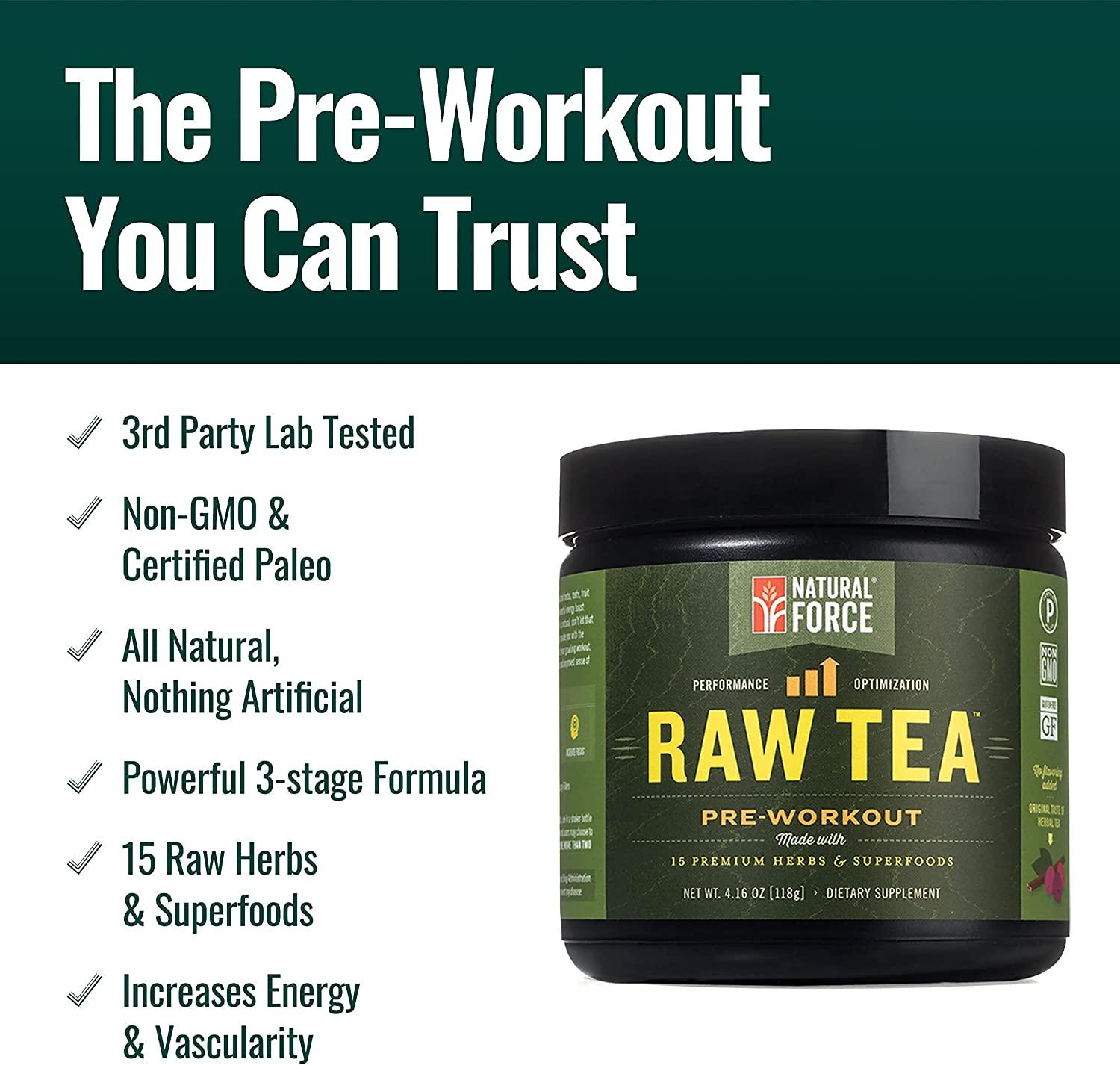 Raw Tea All Natural Pre Workout Powder, Original Flavor – Best